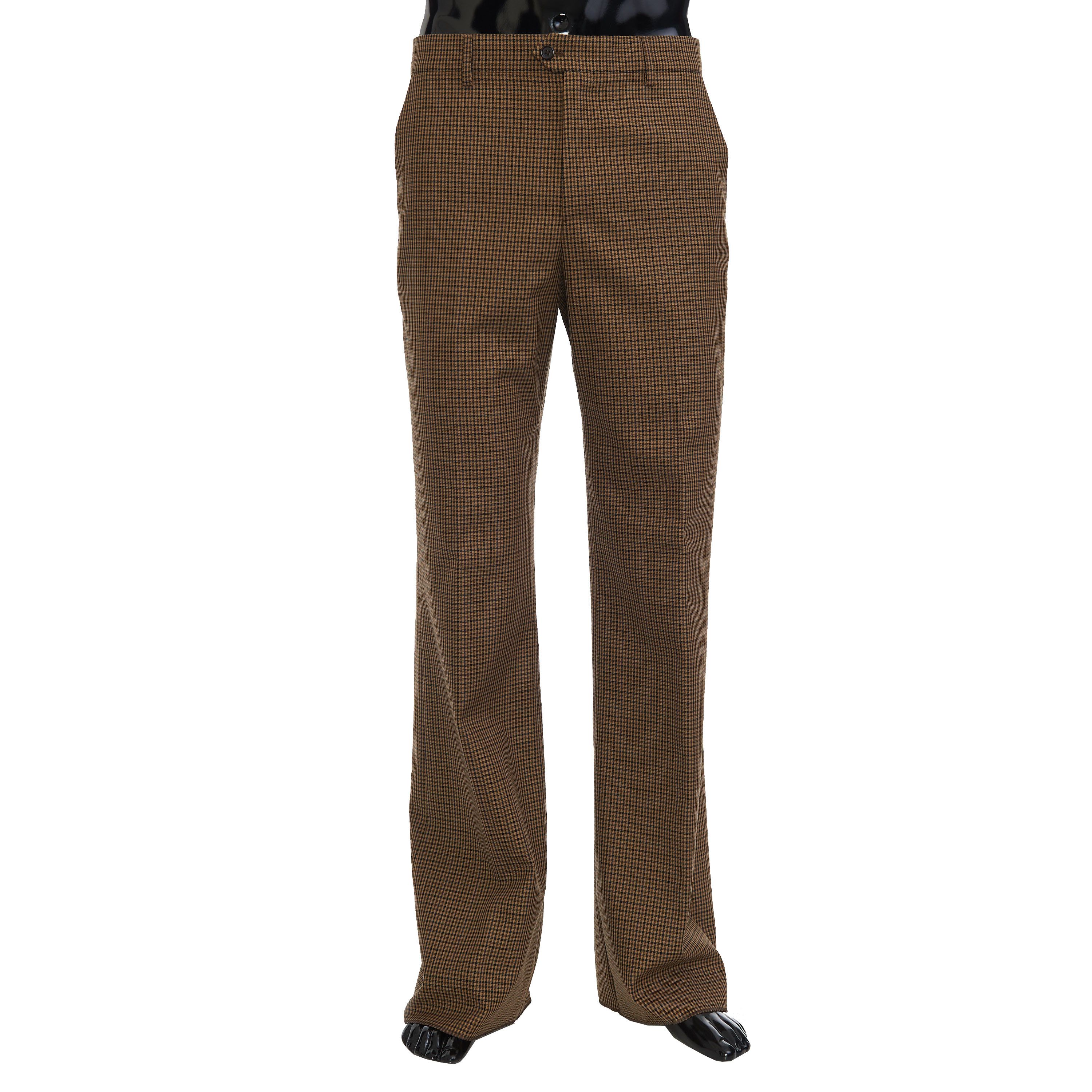 image of Celine Bootcut Pants In Checked Wool in Brown, Men's (Size 32)