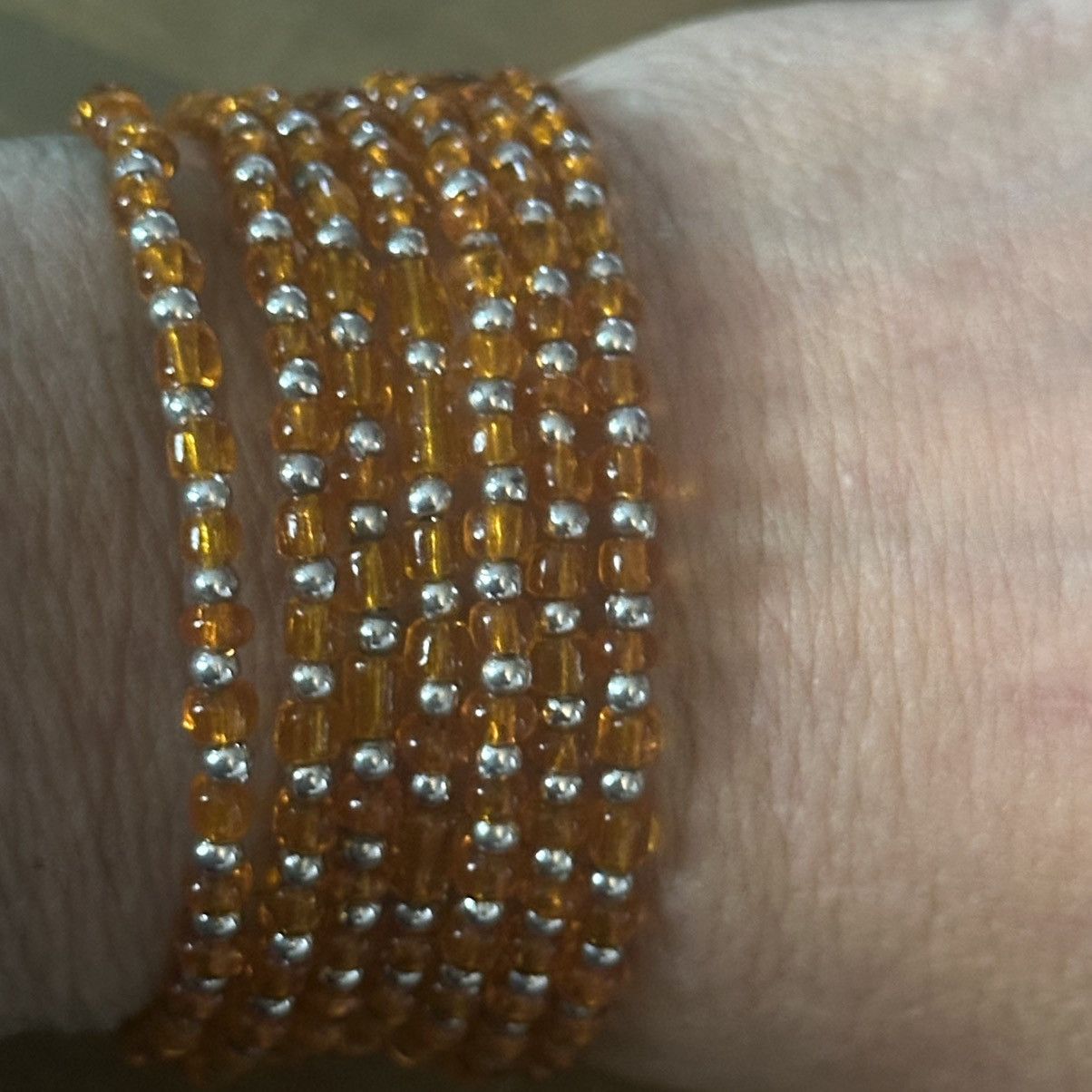Other Orange and silver bead wrap coil bracelet Size ONE SIZE - 4 Thumbnail