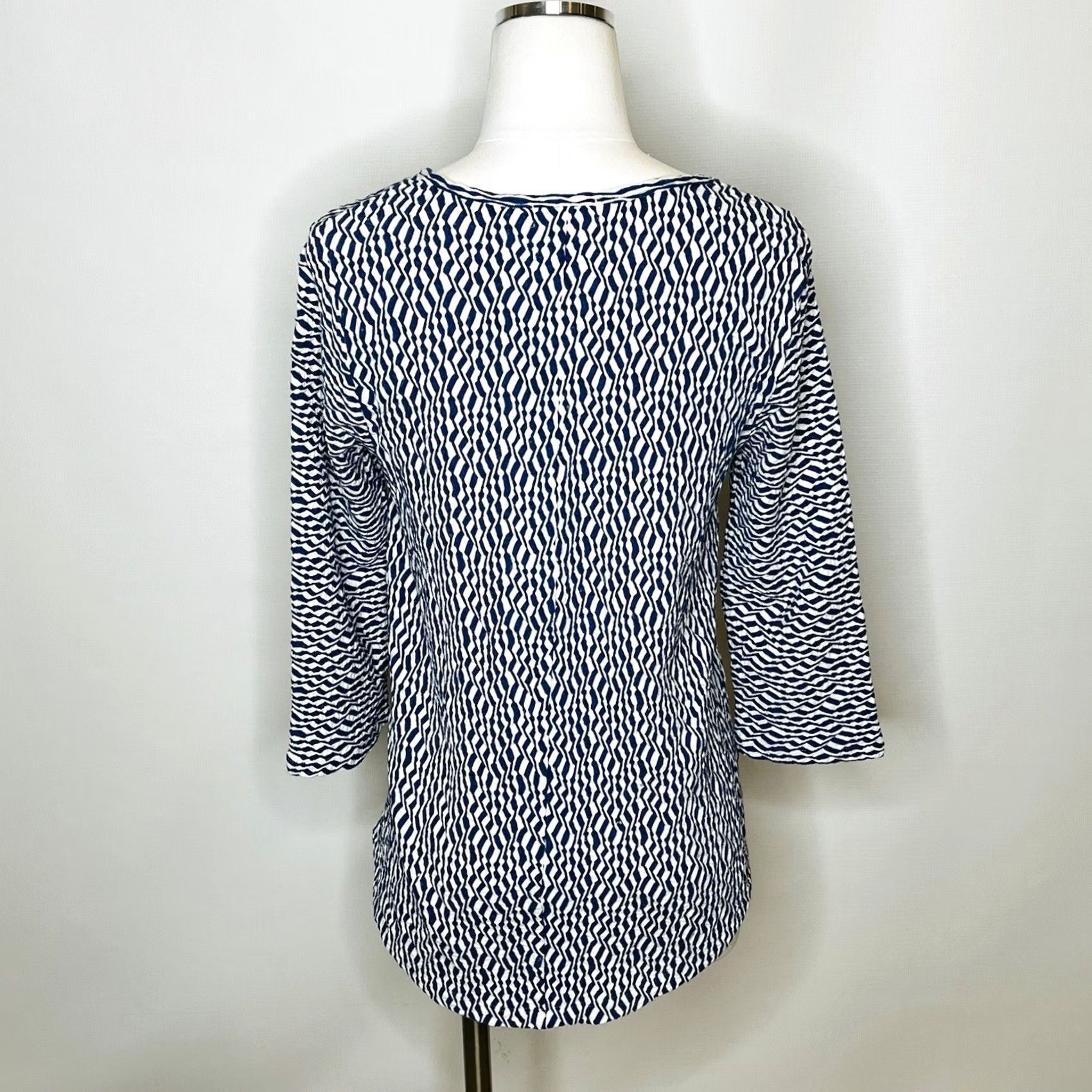 Habitat Habitat Wave Top Shirt Womens XS Blue White Abstract Print Half Sleeve Everyday Shirt Size XS / US 0-2 / IT 36-38 - 3 Thumbnail