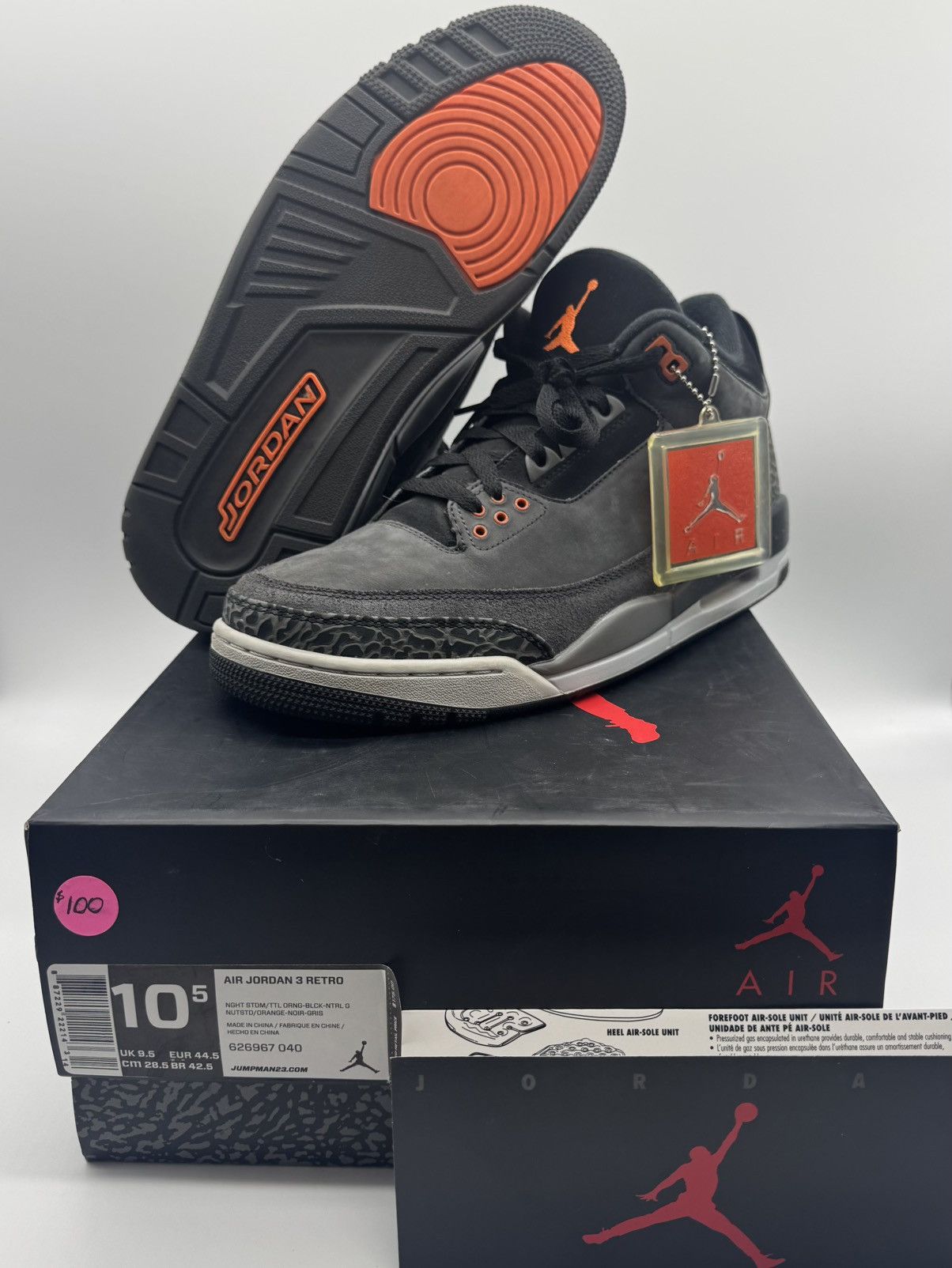 Jordan Brand × Nike Nike Air Jordan 3 Retro Fear Pack 2013 OG All 626967 040 Size US 10.5 / EU 43-44 - 1 Thumbnail