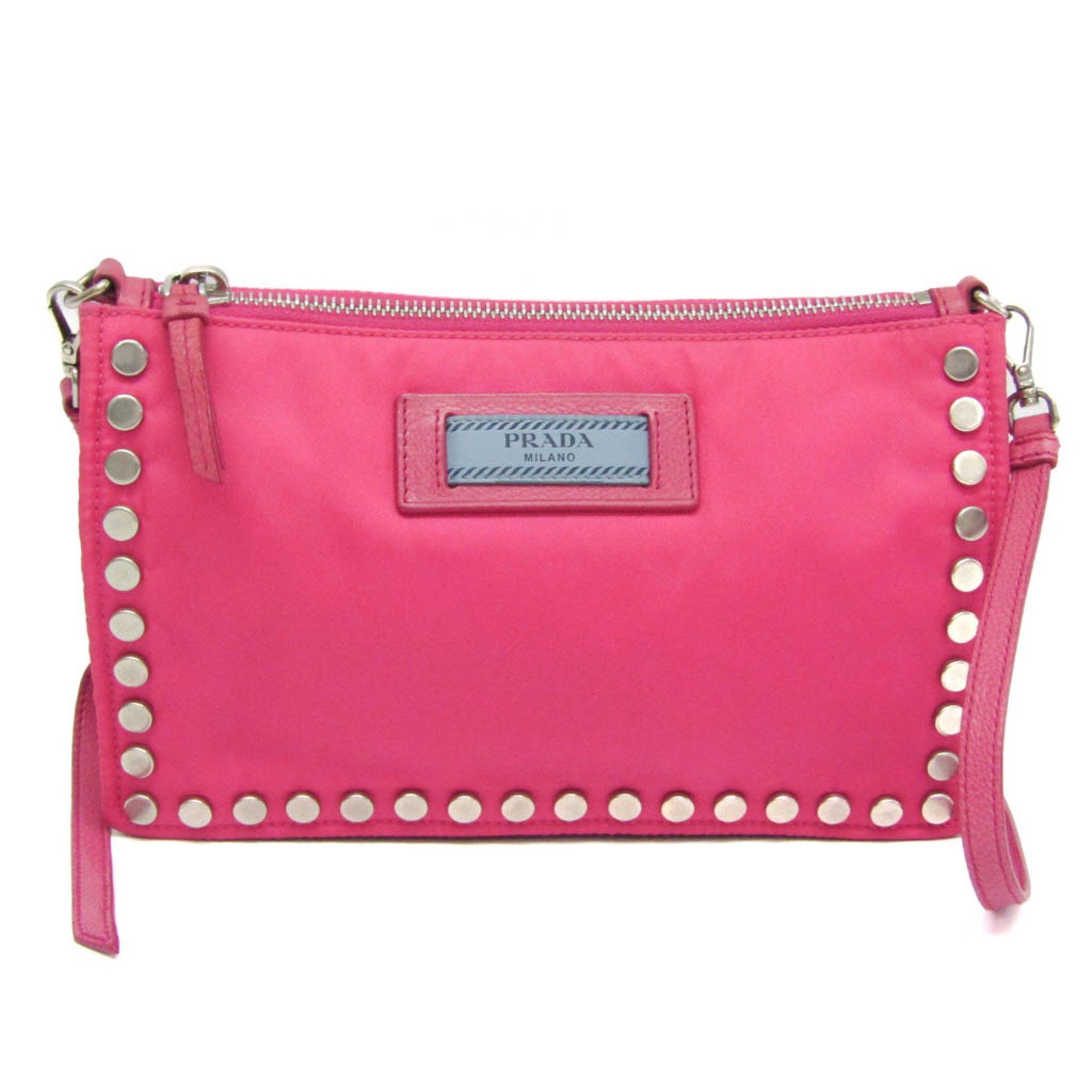 image of Prada 1Ne006 Women's Tessuto,leather Pouch,shoulder Bag Astrale,fuxia