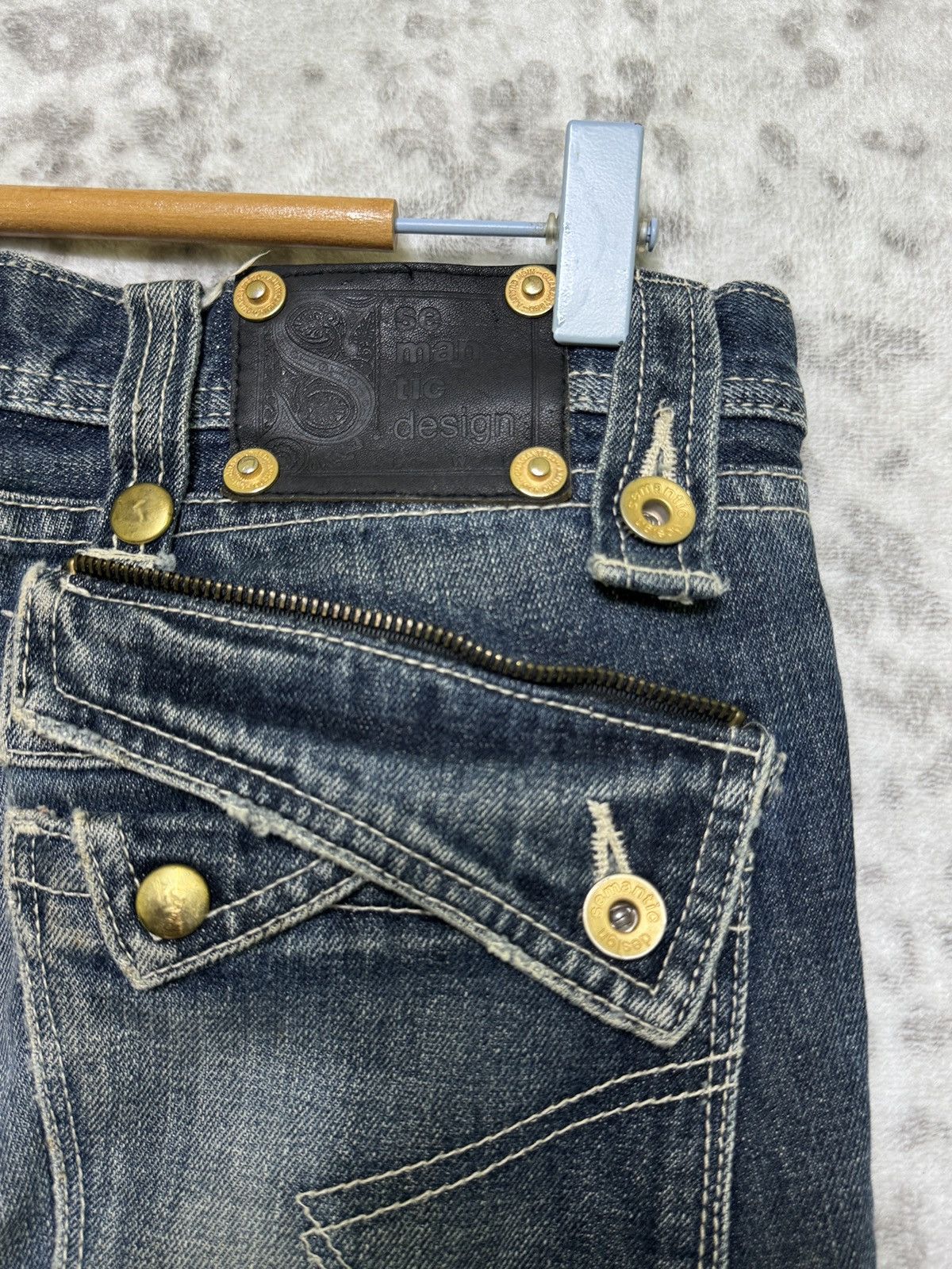 semanticdesign 2000s Semantic Design Mud Wash Clawmark Zipper Pocket Jeans Size US 31 - 14 Thumbnail