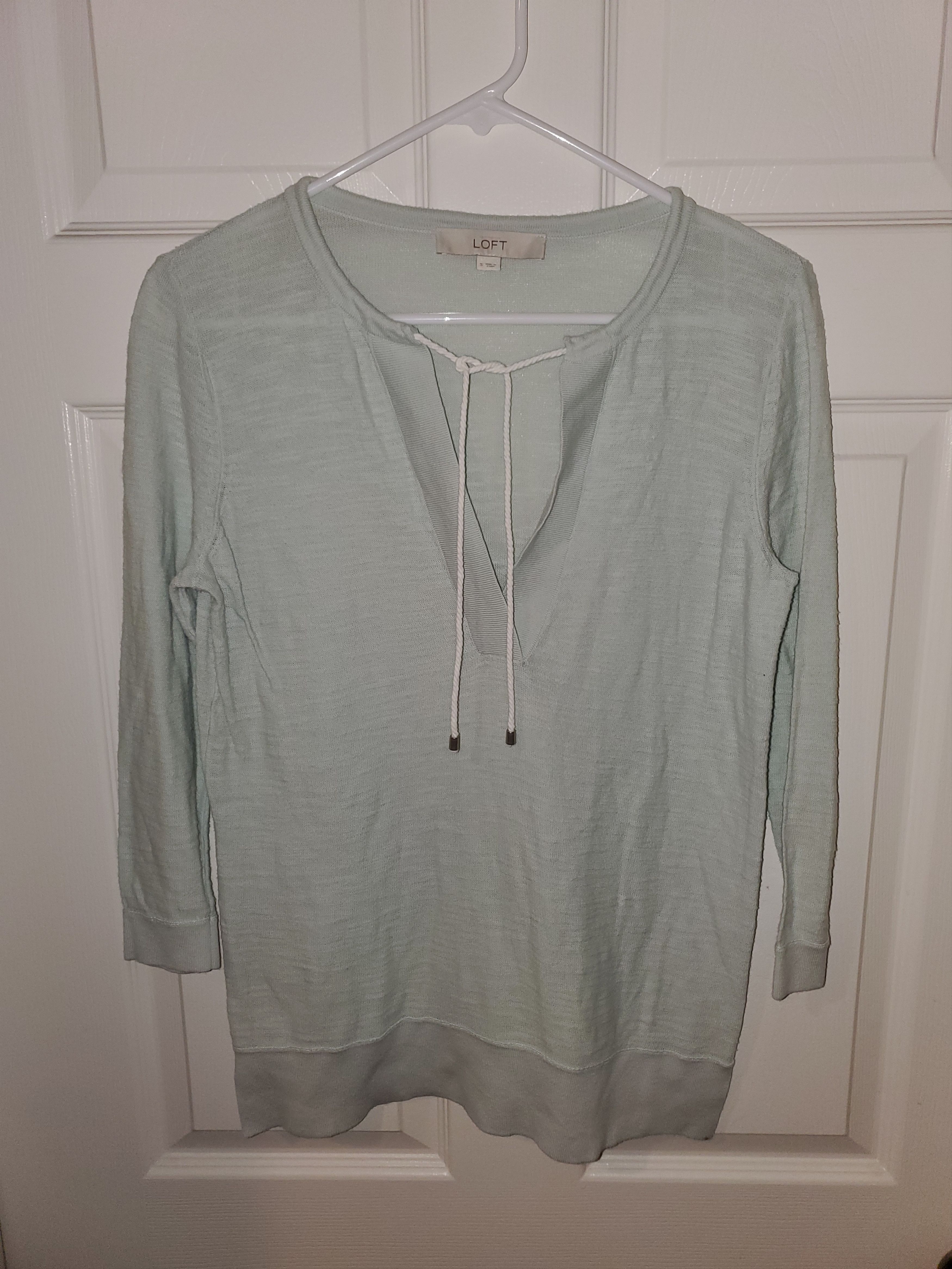 Loft LOFT pale blue lightweight pullover w/ drawstrings (size s) Size S / US 4 / IT 40 - 2 Thumbnail