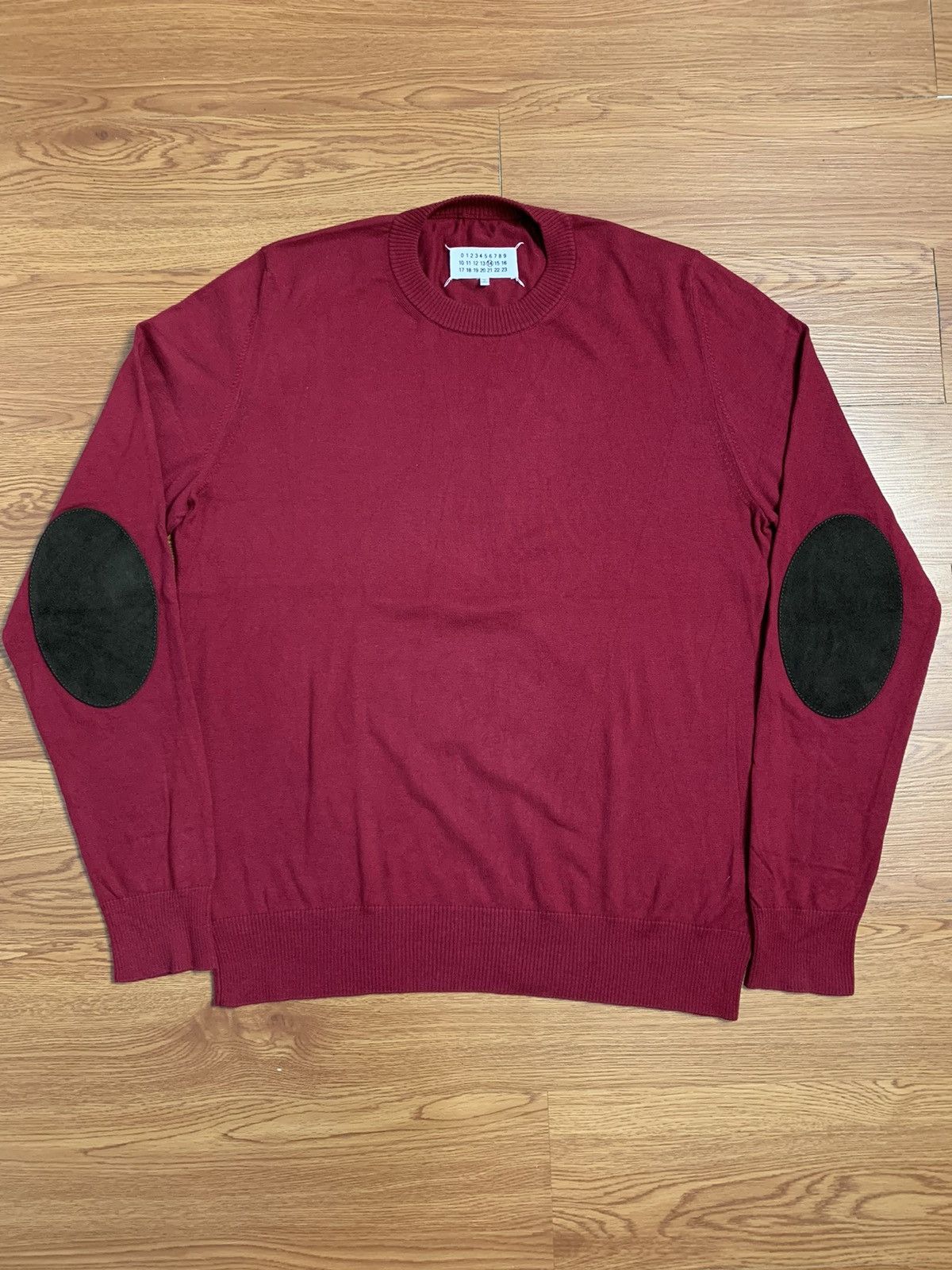 image of Maison Margiela Maroon Elbow Patch Sweater, Men's (Size XL)