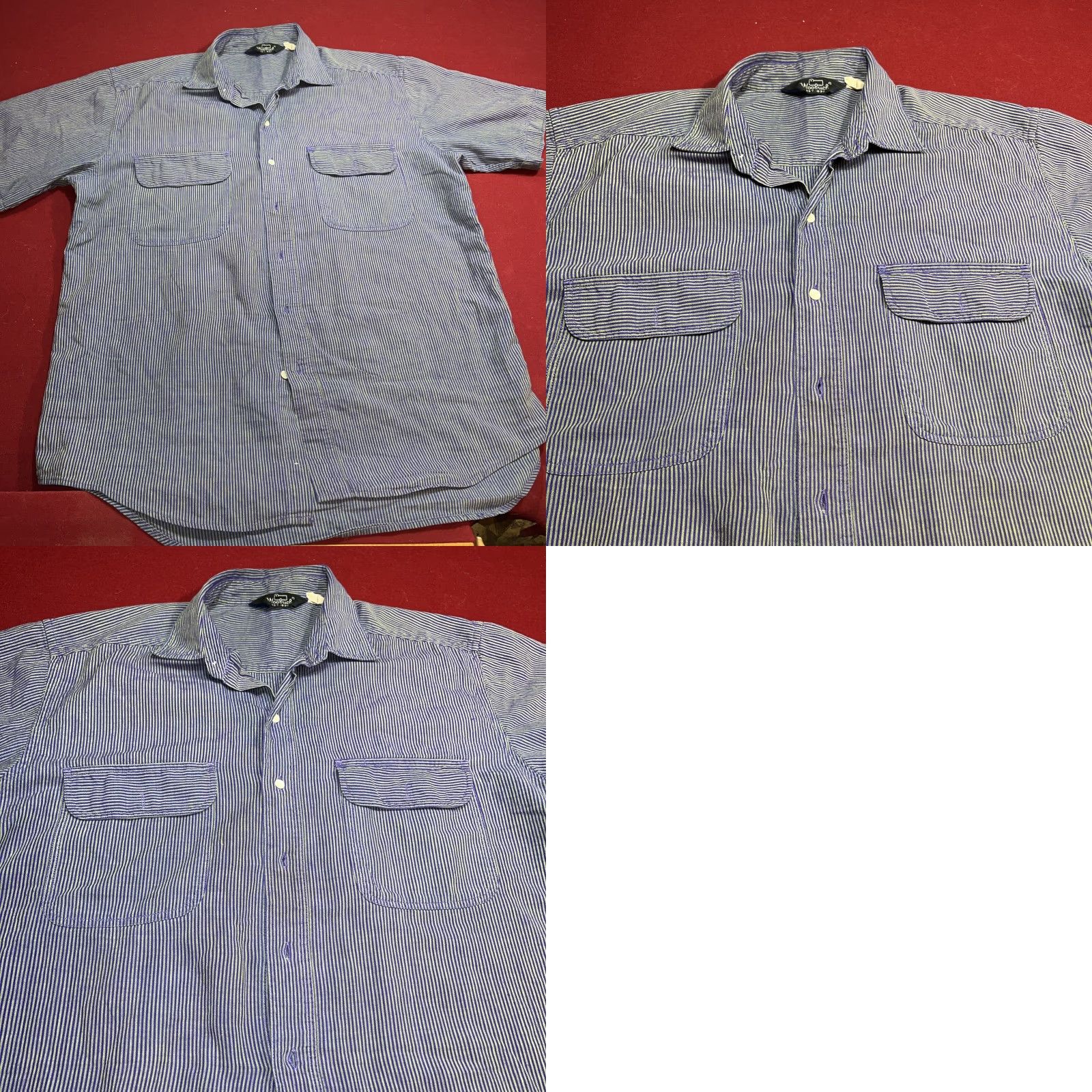 Vintage VINTAGE Woolrich 90s Shirt Blue Lime Striped Button-Front Short Sleeves Men’s XL Shirt Size US XL / EU 56 / 4 - 10 Thumbnail