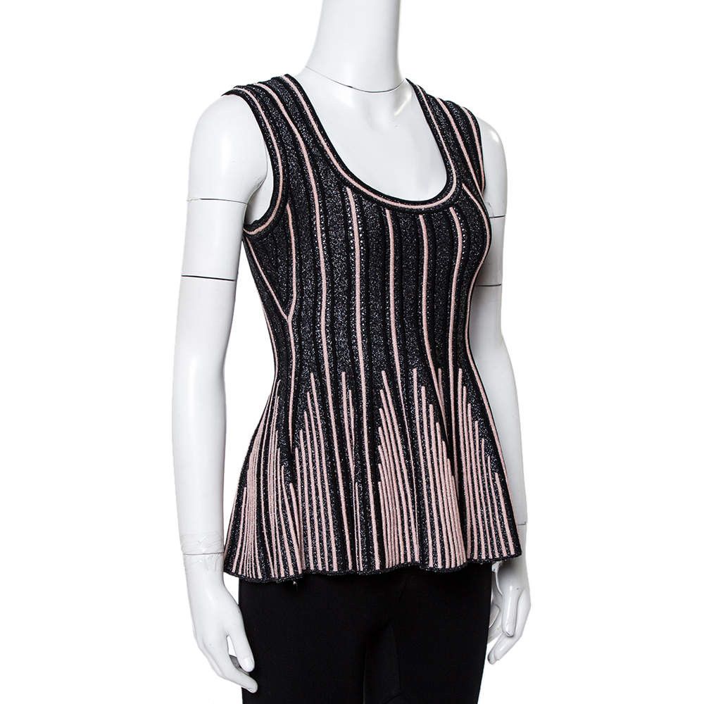 Missoni Missoni Black Stripe Lurex Knit Flared Tank Top Size S / US 4 / IT 40 - 11 Thumbnail
