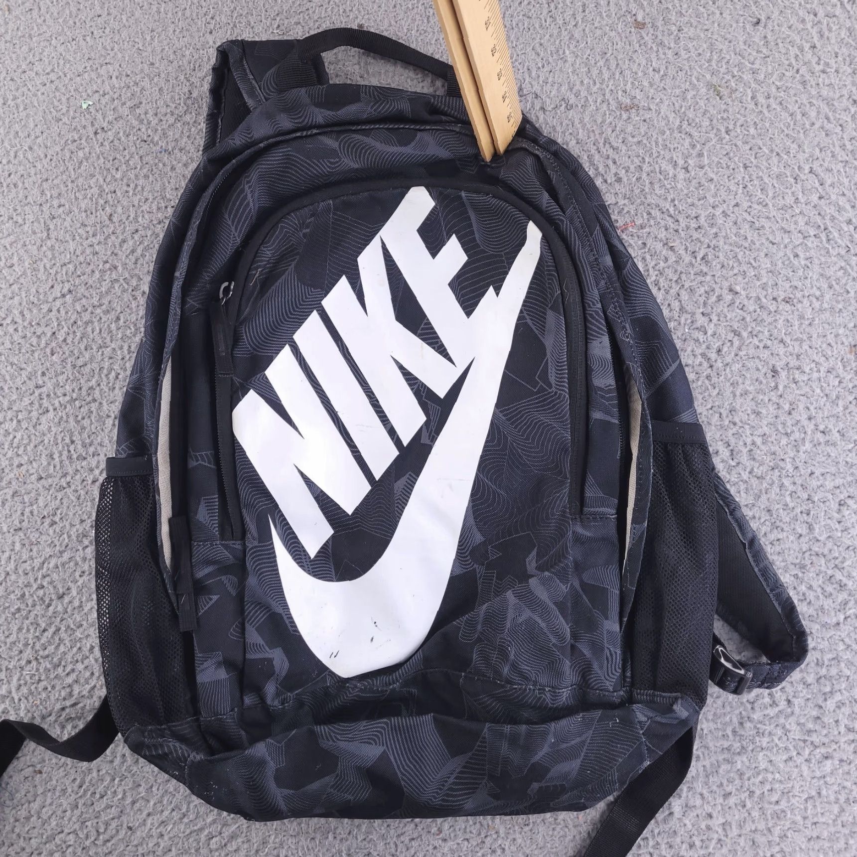 Nike Nike Backpack Black Medium Size Bag Bookbag Big Logo Spellout Strap Nylon Polyester Men Size ONE SIZE - 2 Thumbnail