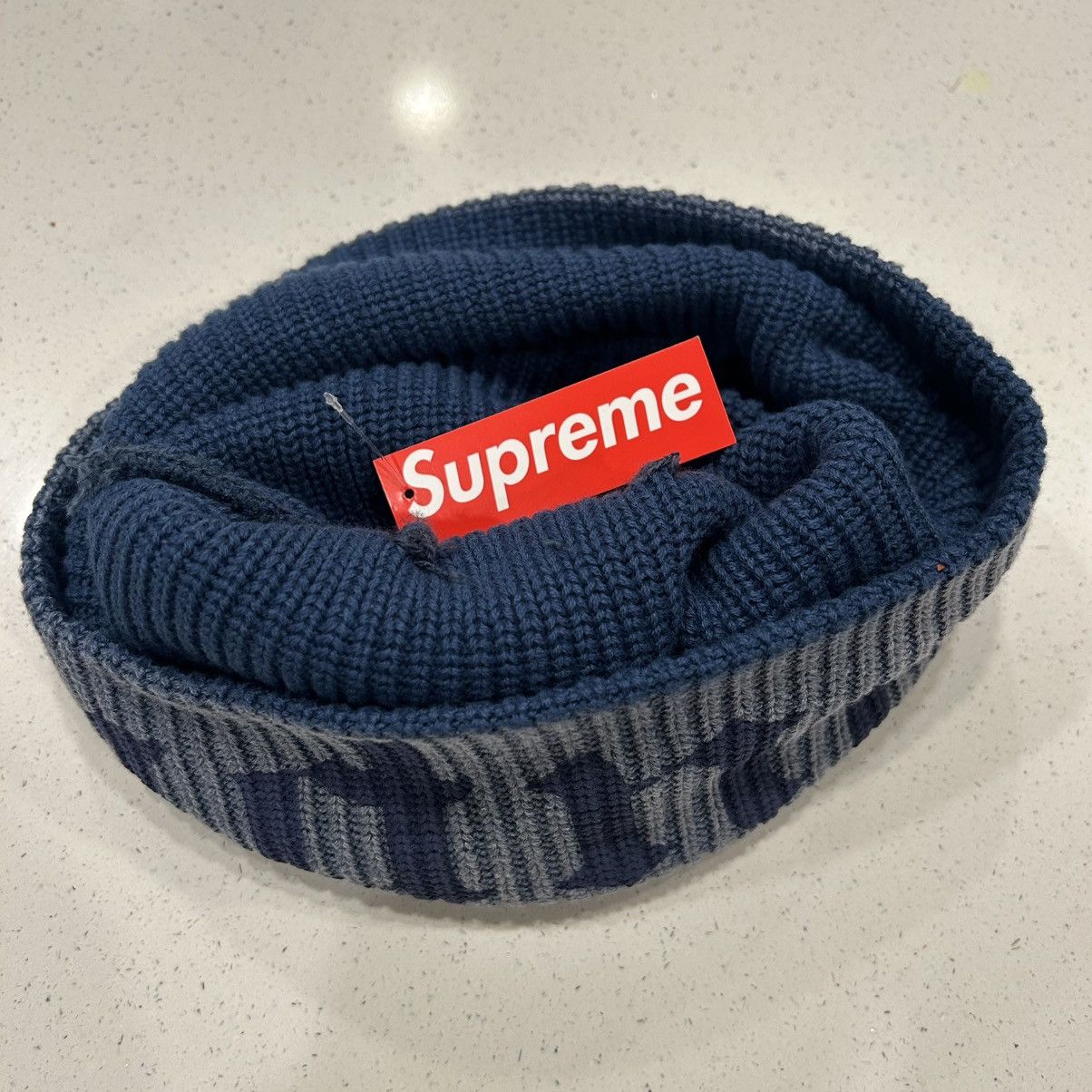 Supreme Supreme SS25 Old English Printed Beanie Blue NWT Size ONE SIZE - 3 Thumbnail