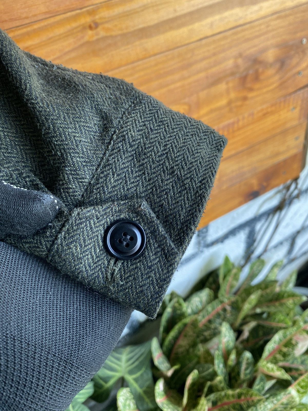 Japanese Brand Vintage Temptation Herringbone Jacket Olive Green Wool Blend Size US L / EU 52-54 / 3 - 13 Thumbnail