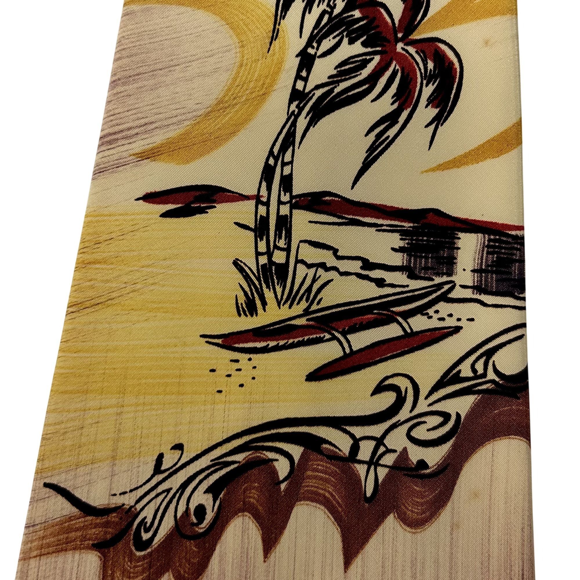 Other 40's Hand Painted Penney's Silk CALIFORNIA SURFER Necktie Size ONE SIZE - 4 Thumbnail