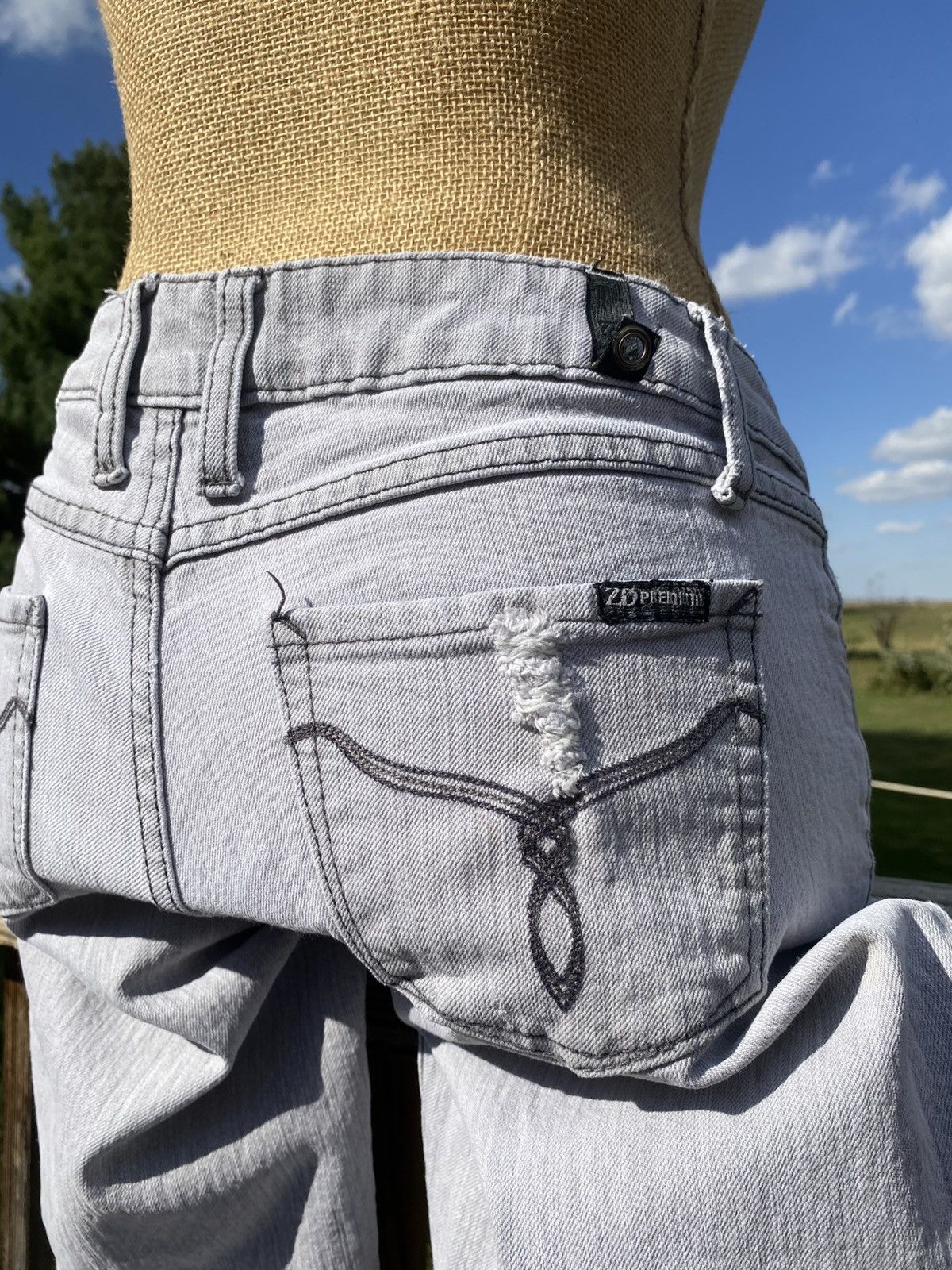 Other Zana Di Jeans Y2K Gray Jeans Size 9 Skinny Distressed Size 30" / US 8 / IT 44 - 1 Thumbnail