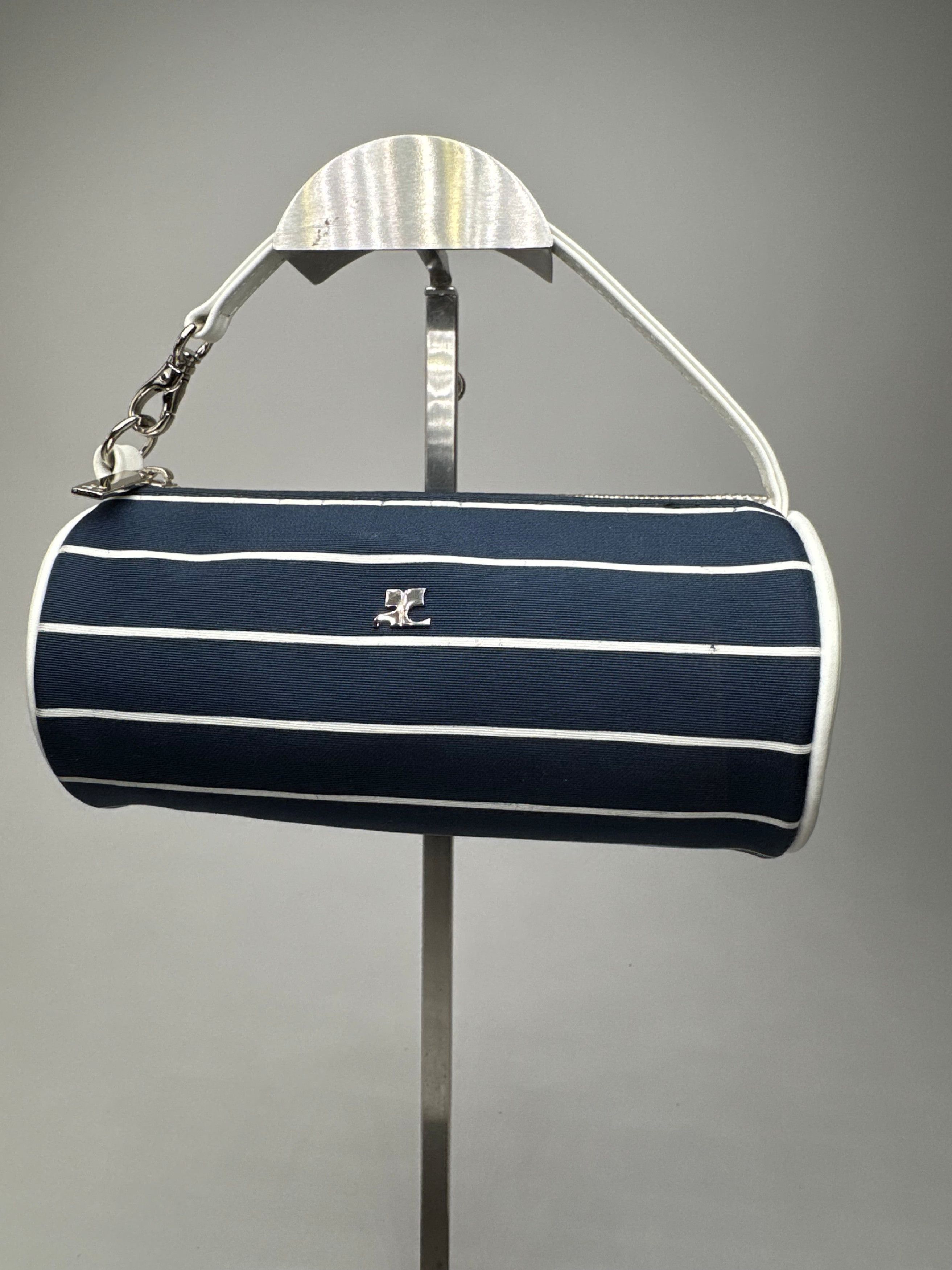 Courreges Vintage Courres Mini Bag Navy White Striped Size ONE SIZE - 1 Thumbnail