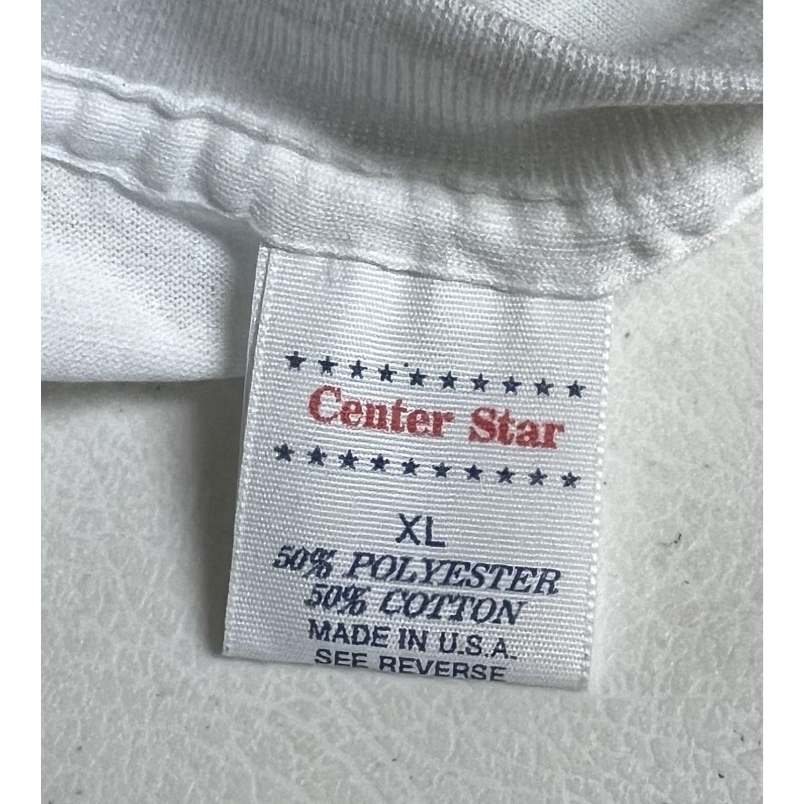 Vintage VINTAGE Center Star T-Shirt XL Men White Short Sleeve Crew Neck Graphic Print 90s Quotes One Day At A Time Size US XL / EU 56 / 4 - 5 Thumbnail