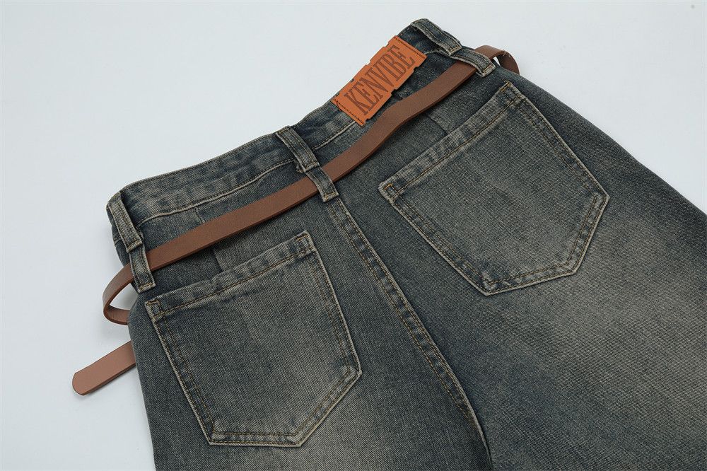 Japanese Brand American retro distressed washed waistband wide-leg jeans Size US 32 / EU 48 - 5 Thumbnail