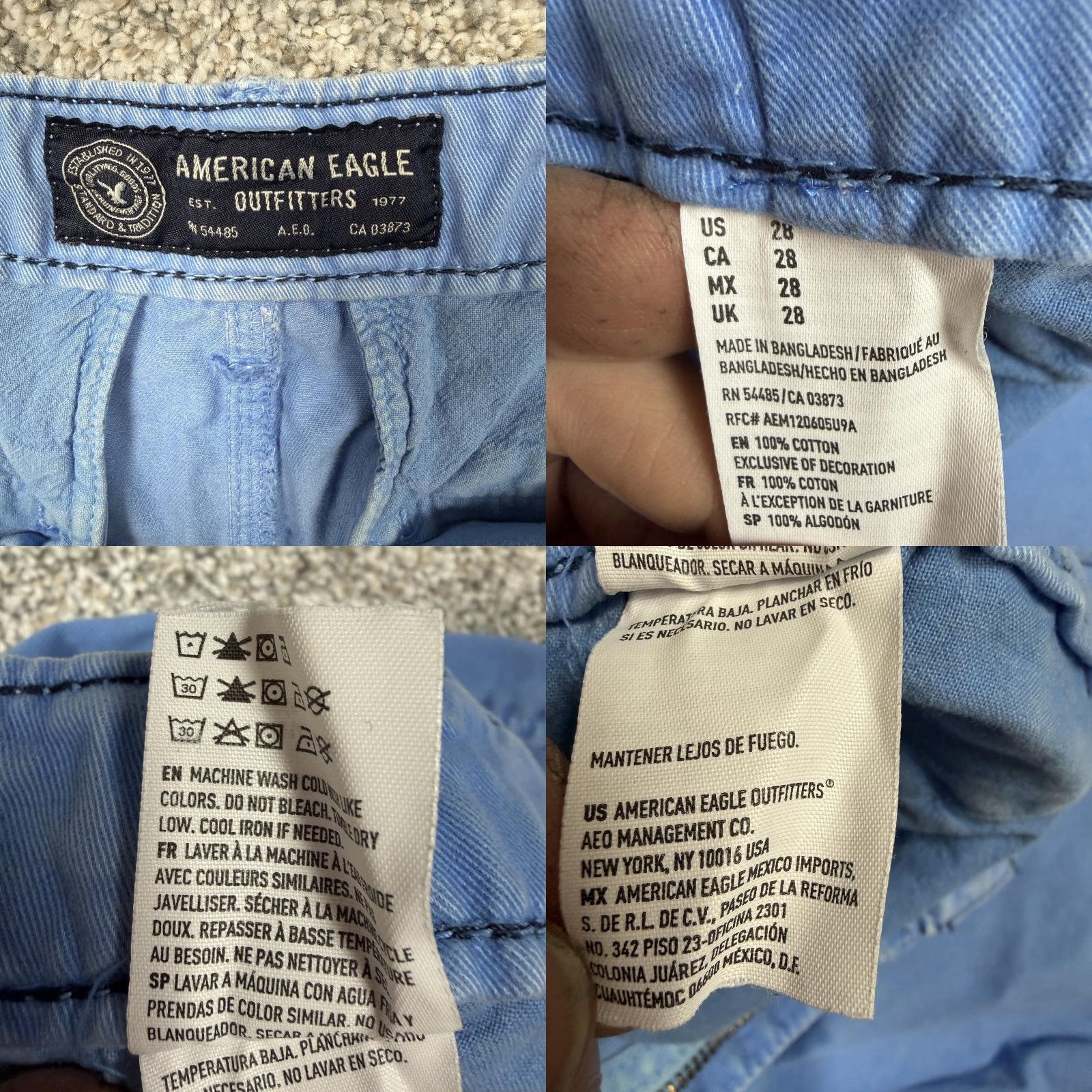 American Eagle Outfitters American Eagle Outfitters Chino Shorts Mens 28 Blue Summer Cotton Beach Preppy 8in Inseam Flat Front Pockets Logo 100% Cotton Size US 28 / EU 44 - 8 Thumbnail