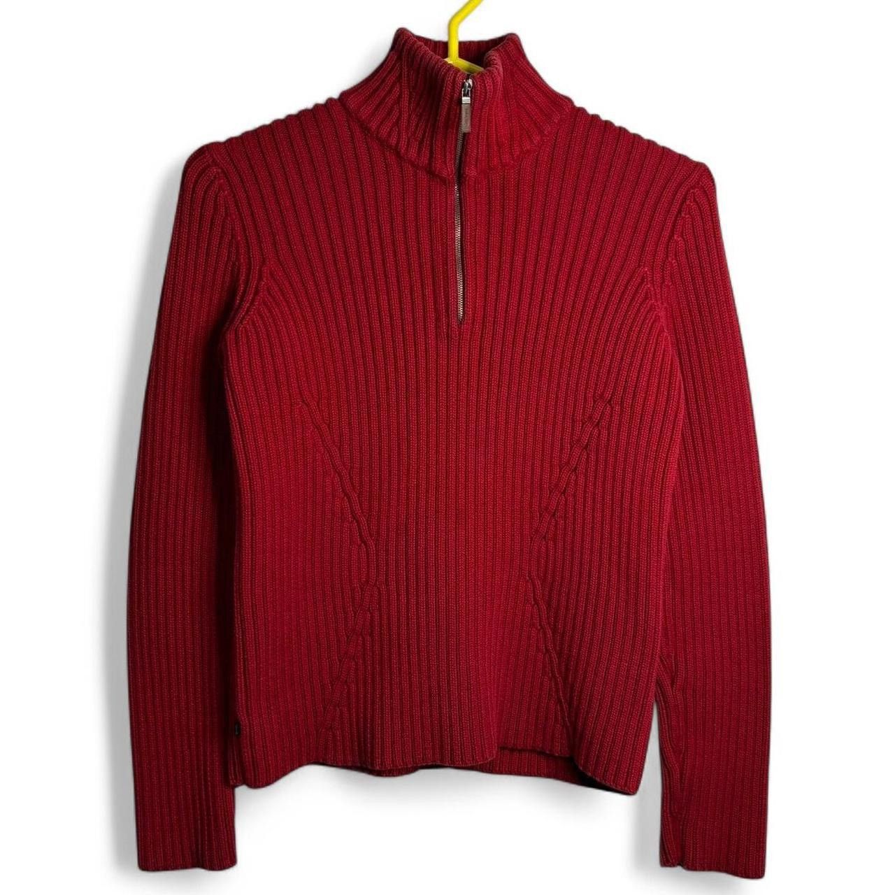 Ralph Lauren × Vintage Vintage Y2K Ralph Lauren Red Quarter Zip Knit Sweater Size M / US 6-8 / IT 42-44 - 1 Thumbnail