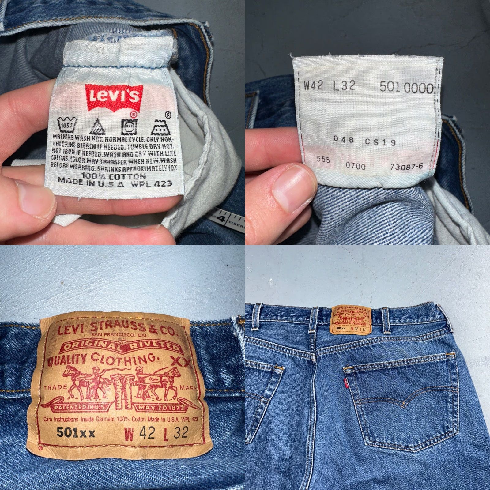Levi's VINTAGE Levi's 501 Jeans Straight Mens 42x32 Blue Medium Wash 90s USA XX Regular Rise Mid 10-12in Denim Cotton WW Size US 42 / EU 58 - 9 Thumbnail