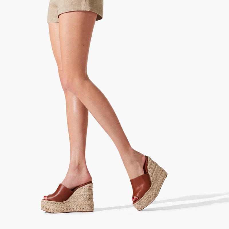 Christian Louboutin os11x0526 Ariella Zeppa 130mm Wedge Espadrilles Mules Brown Size US 8 / IT 38 - 3 Thumbnail