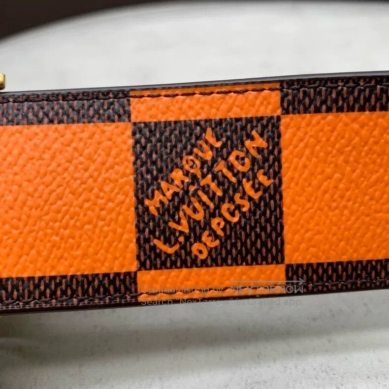 Louis Vuitton Louis Vuitton Orange checkerboard belt Size ONE SIZE - 4 Thumbnail