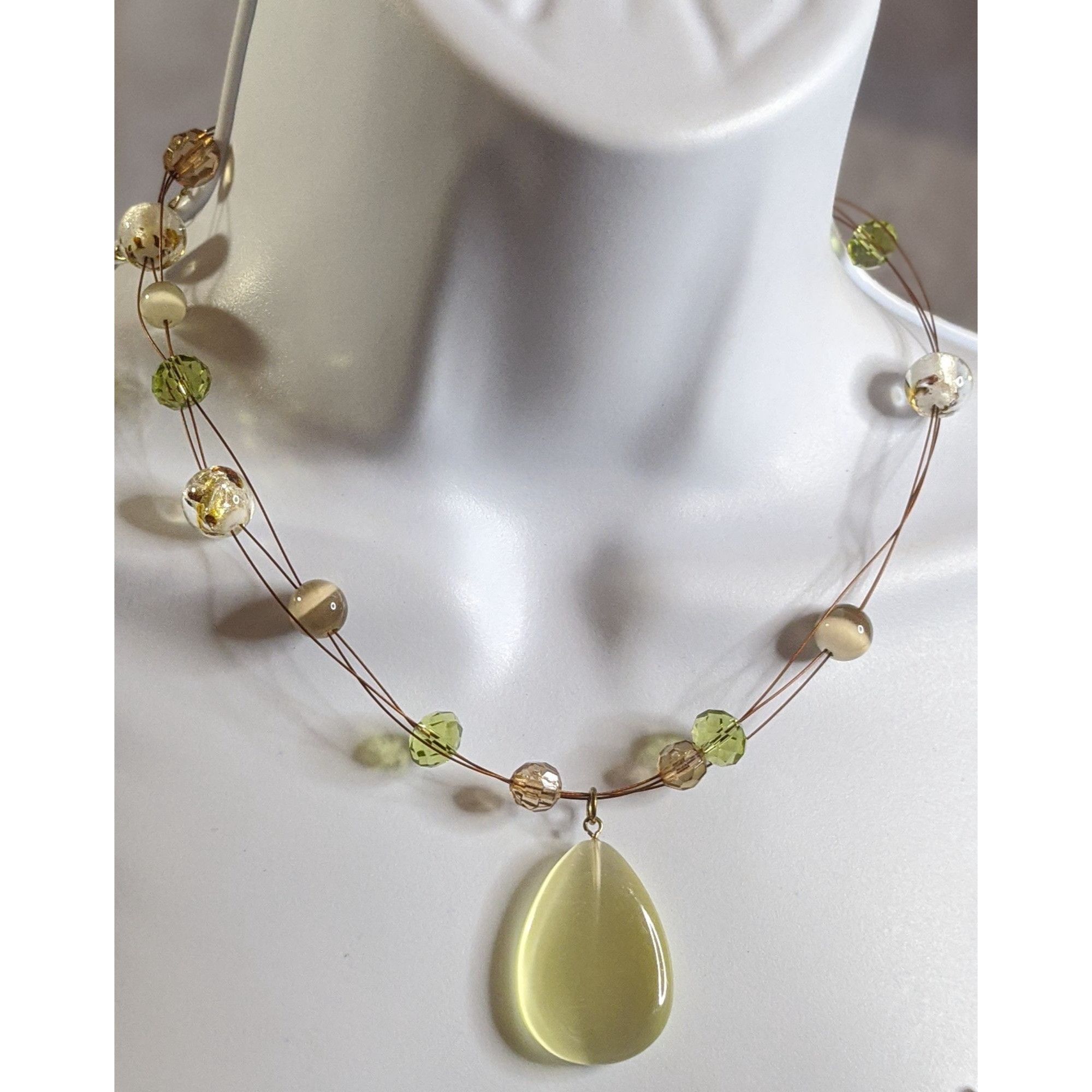 Other Spring Inspired Beaded Necklace With Yellow Teardrop Glass P Size ONE SIZE - 1 Thumbnail