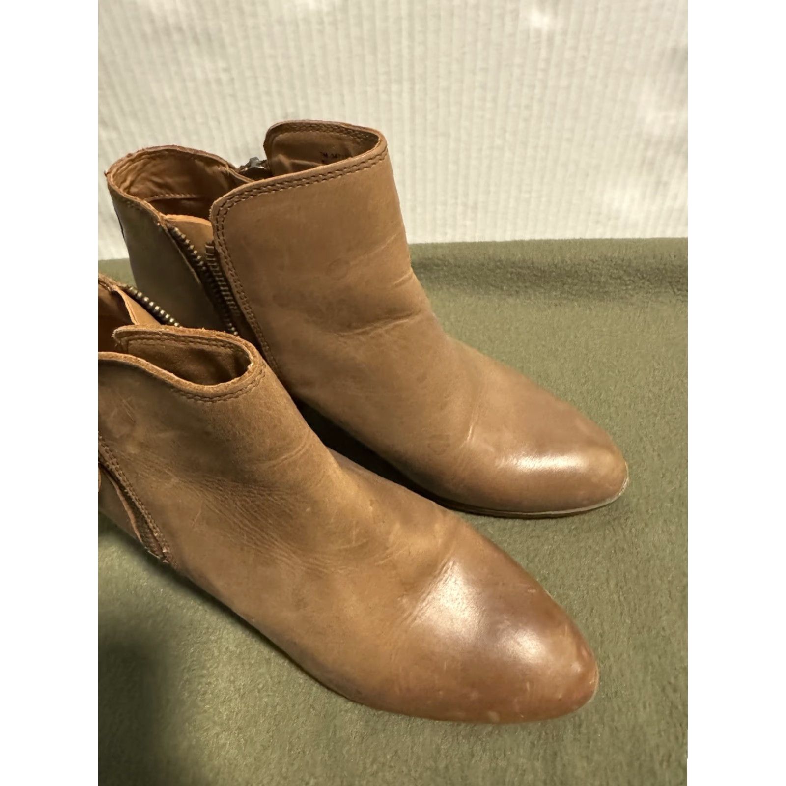 Frye Frye Judith Zip Booties 7M Ankle Block Heel Boho Western Cognac Brown Leather Women Size US 7 / IT 37 - 5 Thumbnail
