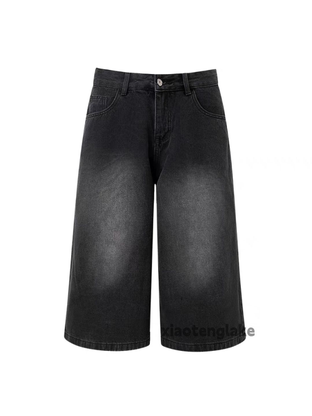 Designer Unisex washed faded loose baggy skate workwear shorts Size US 31 - 3 Thumbnail