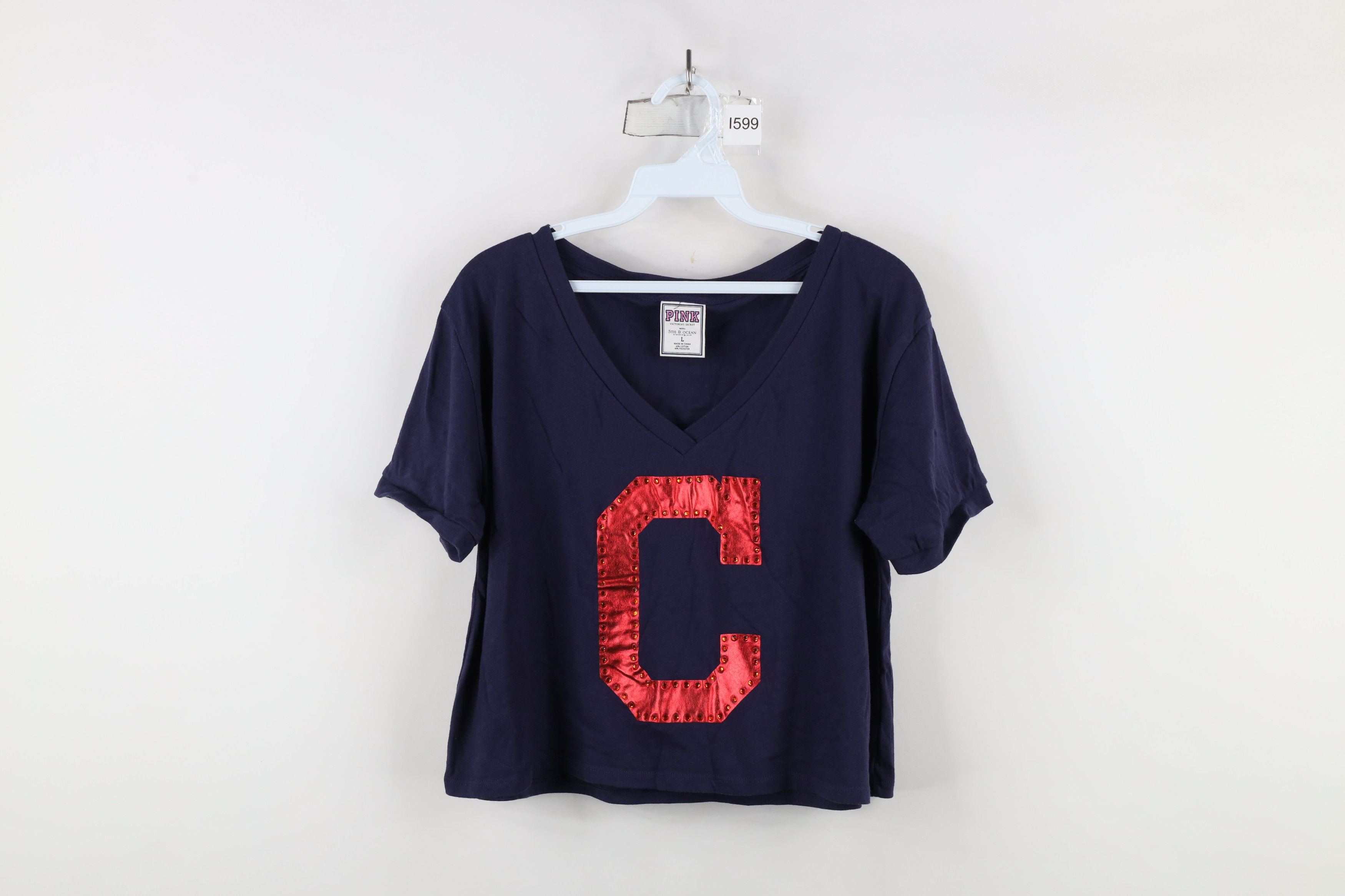 Pink × Vintage Pink Victorias Secret Cleveland Indians Baseball T-Shirt Size L / US 10 / IT 46 - 1 Thumbnail