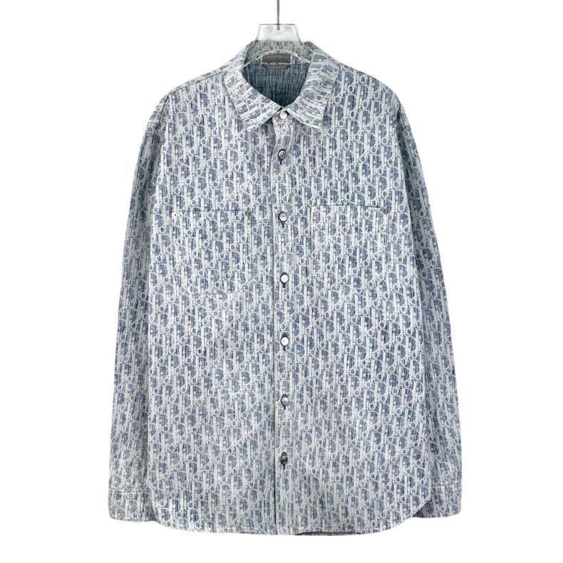 Dior Dior Light blue logo jacquad full printed cotton lapel sing Size US XXS / EU 40 - 1 Thumbnail