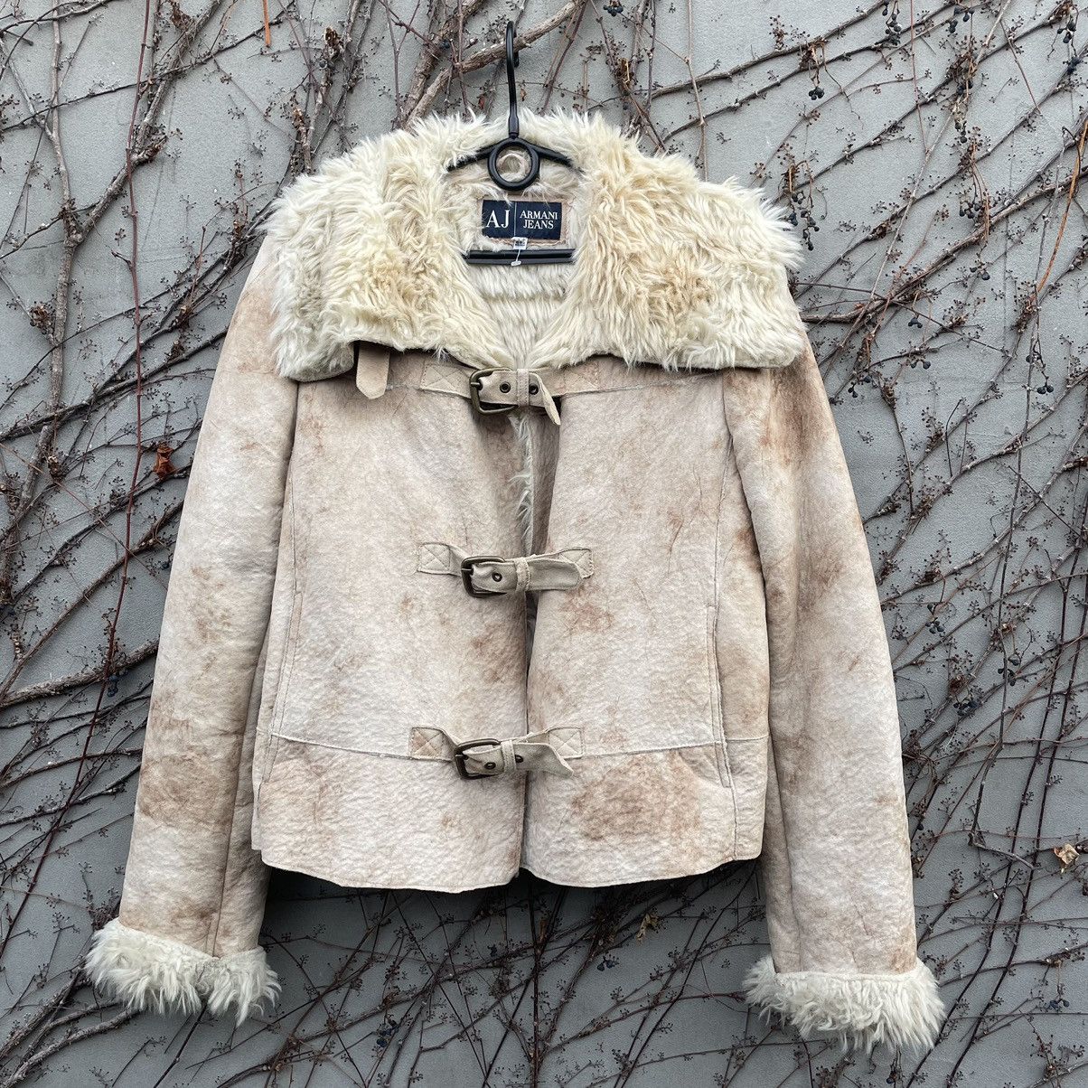 Vintage Armani Jeans Faux Fur Aviator Shearling Jacket