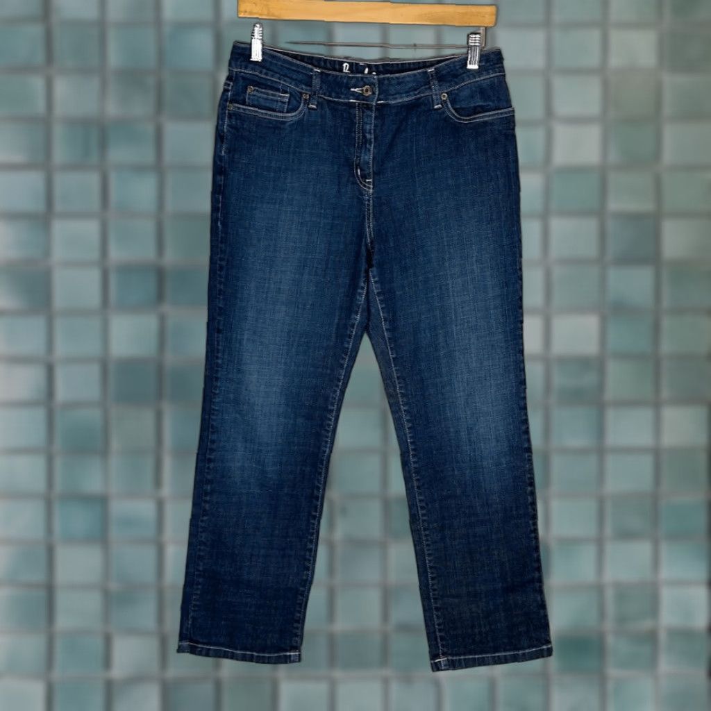 Boden BODEN Jeans Cropped Capri Dark Wash Denim Mid Rise Cuffed Sz 14L US WC052 Womens Jeans Size 36" / US 14 / IT 50 - 1 Thumbnail