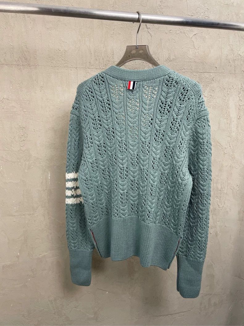 Thom Browne Thom browne Gray-green four-striped wool cardigan jacket 25 Size US XS / EU 42 / 0 - 2 Thumbnail