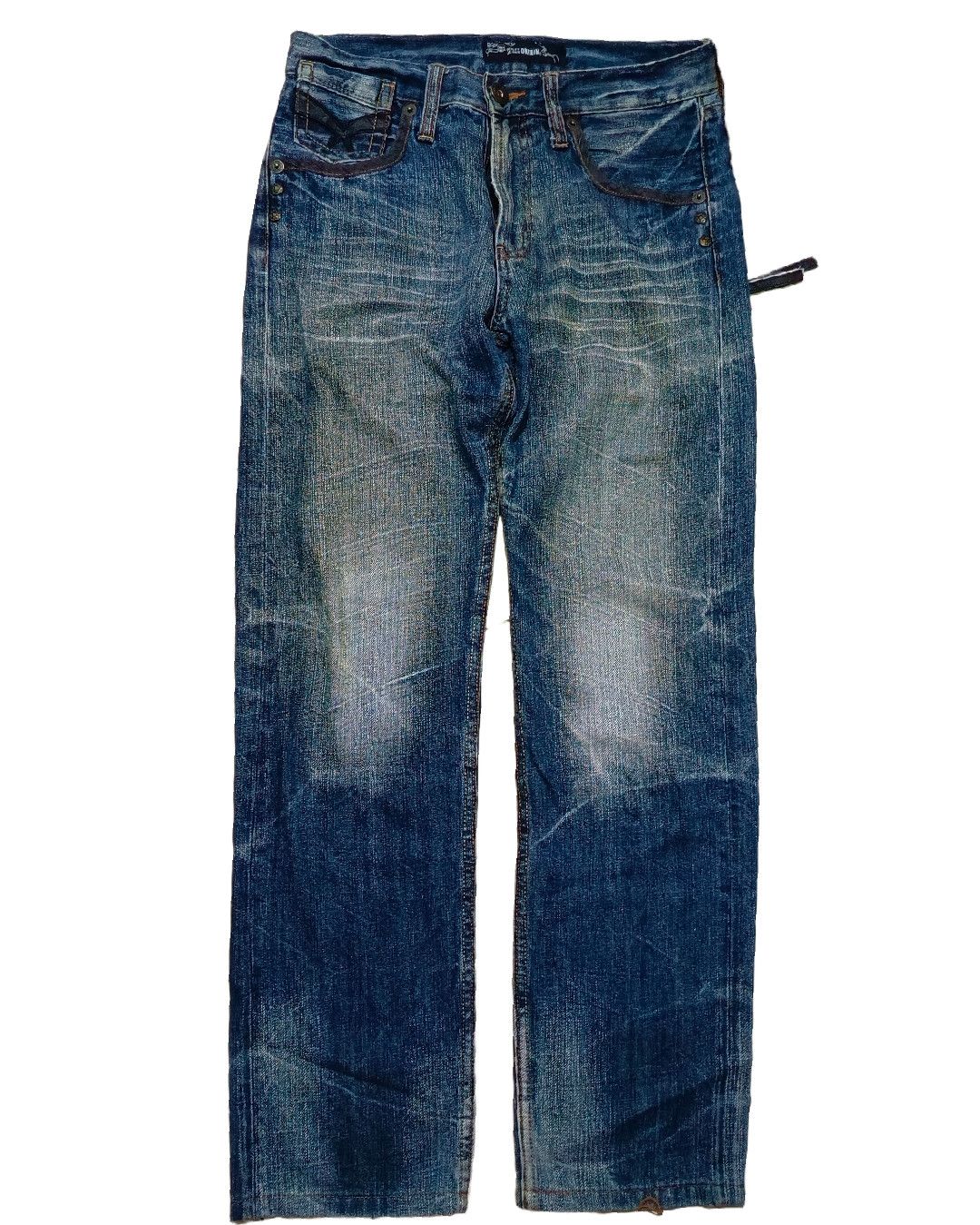 Vintage Oririn Wing Embroidery Art Denim Pants