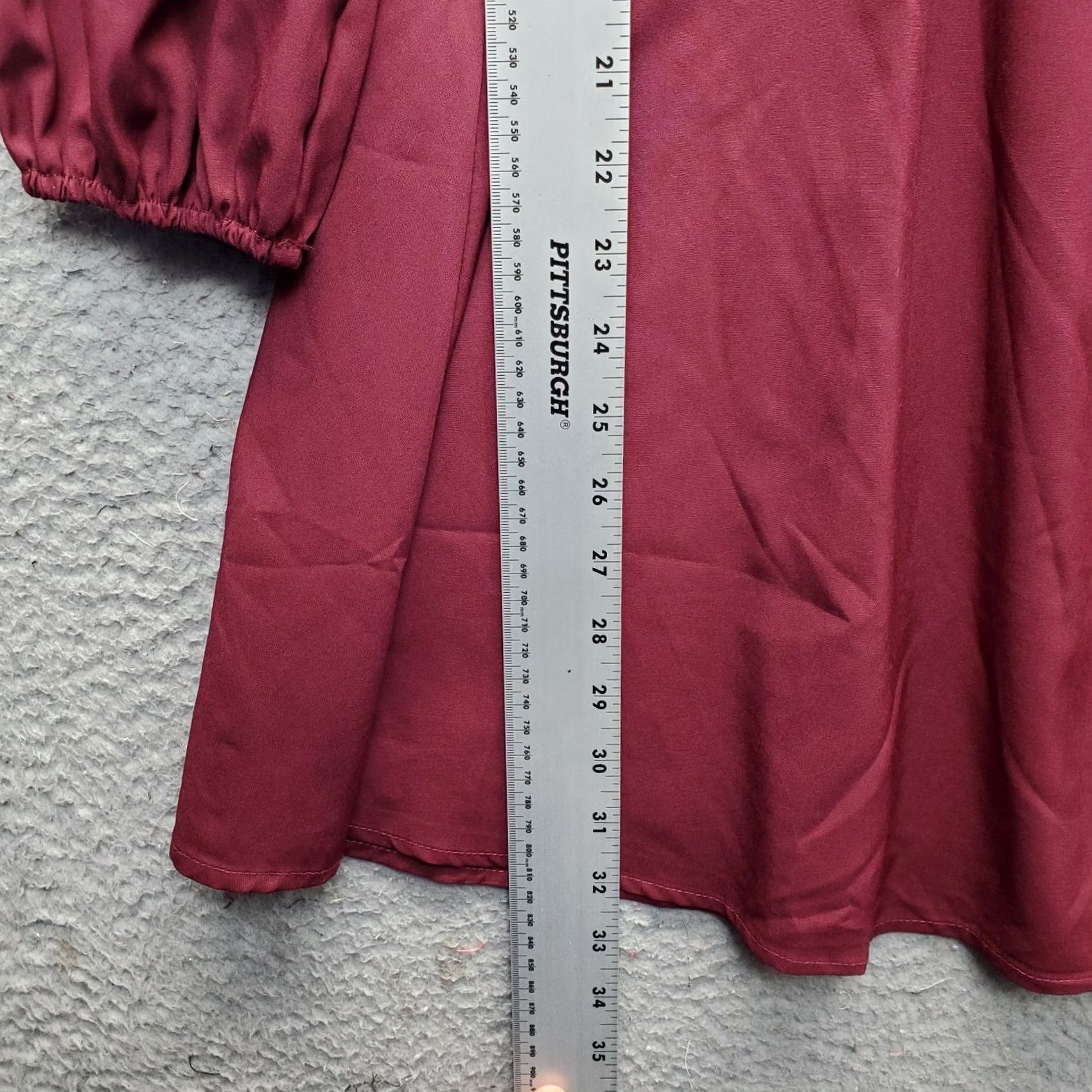 Vintage Exlura Dress Womens Medium Burgundy Balloon Sleeve Square Neck Smocked Back Zip - Womens Size M Burgundy Ballon Sleeve Square Neck Casual Dress Size M / US 6-8 / IT 42-44 - 3 Thumbnail