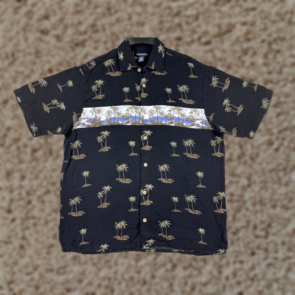 Vintage Knights Bridge Shirt Men Large Black Palm Tree All Over Print Button Up Hawaiian Size US L / EU 52-54 / 3 - 1 Thumbnail