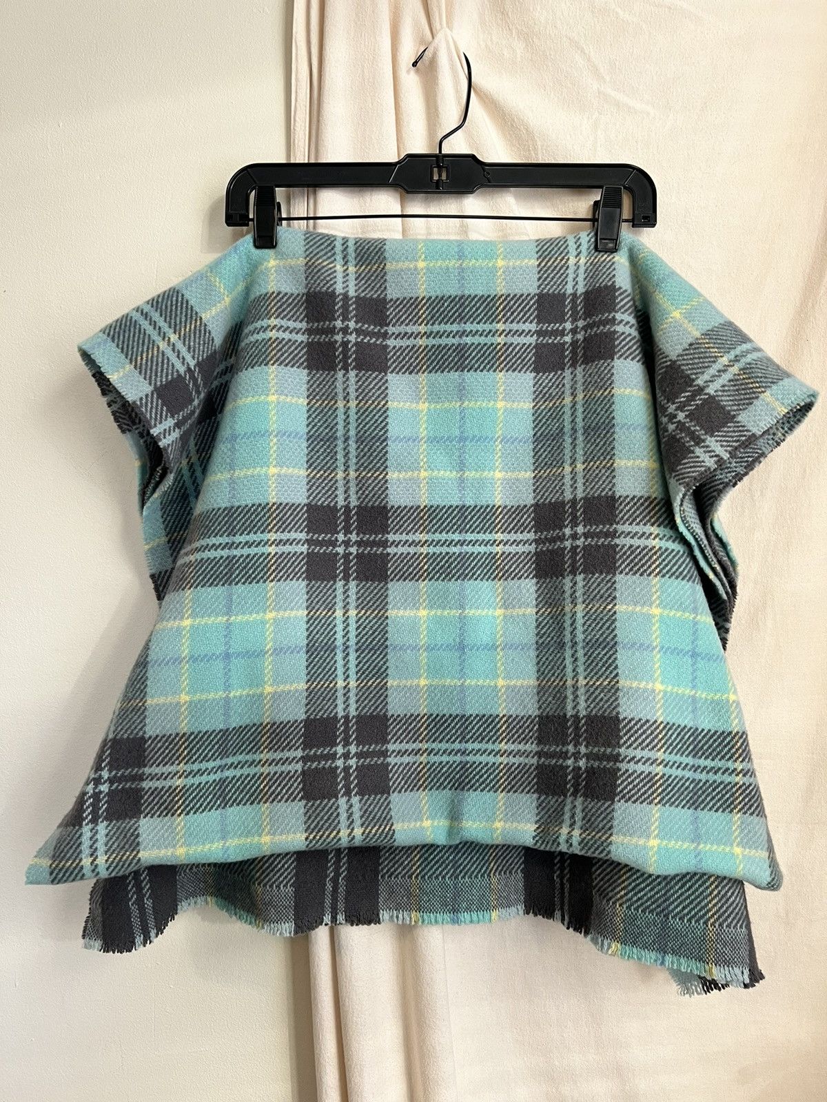 Acne Studios Acne Studios Cassiar Check Wool Scarf In Grey/Turquoise Size ONE SIZE - 3 Thumbnail
