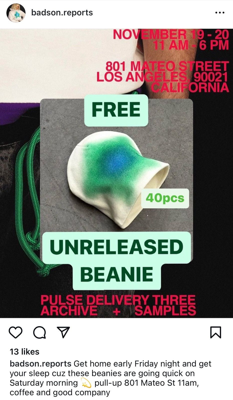 Bad Son 2022 LA POP UP EXCLUSiVE SPCTRM PULSE STAR BEANiE 1 of 40 Size ONE SIZE - 5 Thumbnail