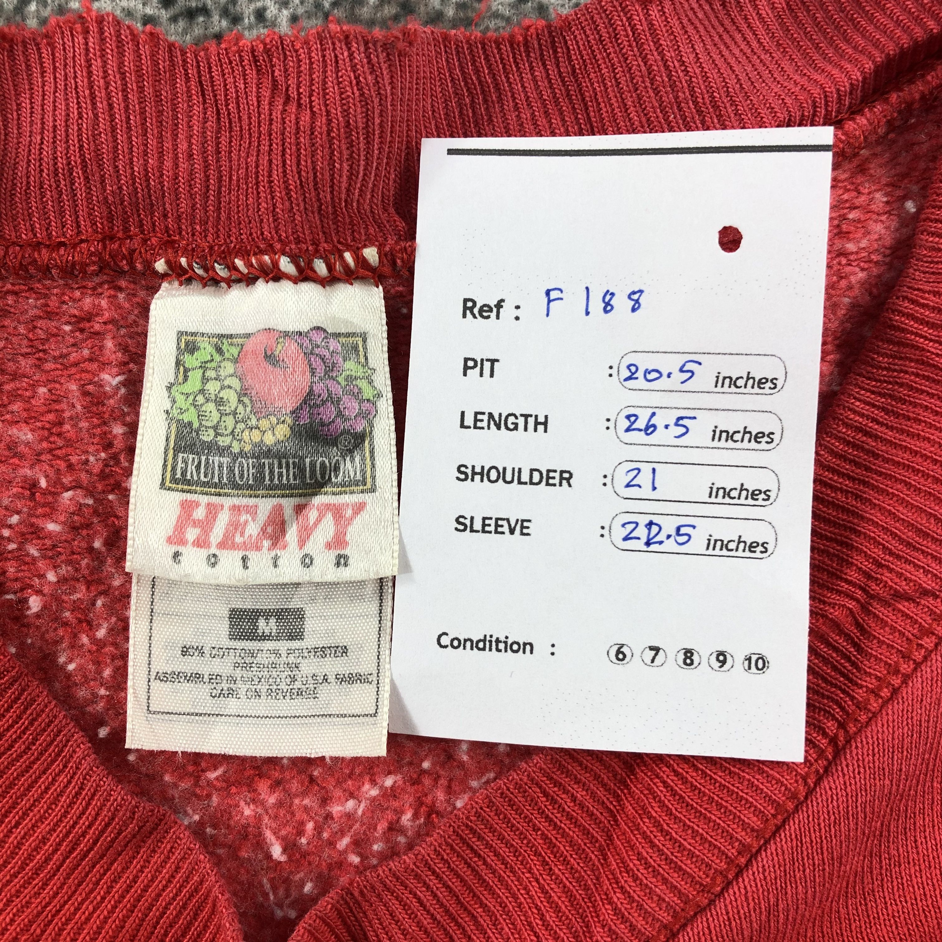 Fruit Of The Loom Vintage 90s Cheater Five Sweatshirt Red Jumper F188 Size US M / EU 48-50 / 2 - 7 Thumbnail