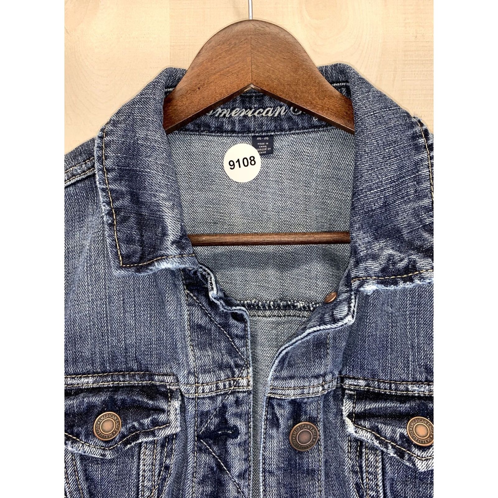 Vintage VINTAGE American Eagle Jacket Womens Teens Medium Distressed Denim Blue 9108 - denim jacket for teens, American Eagle, casual, girls? Size M / US 6-8 / IT 42-44 - 3 Thumbnail