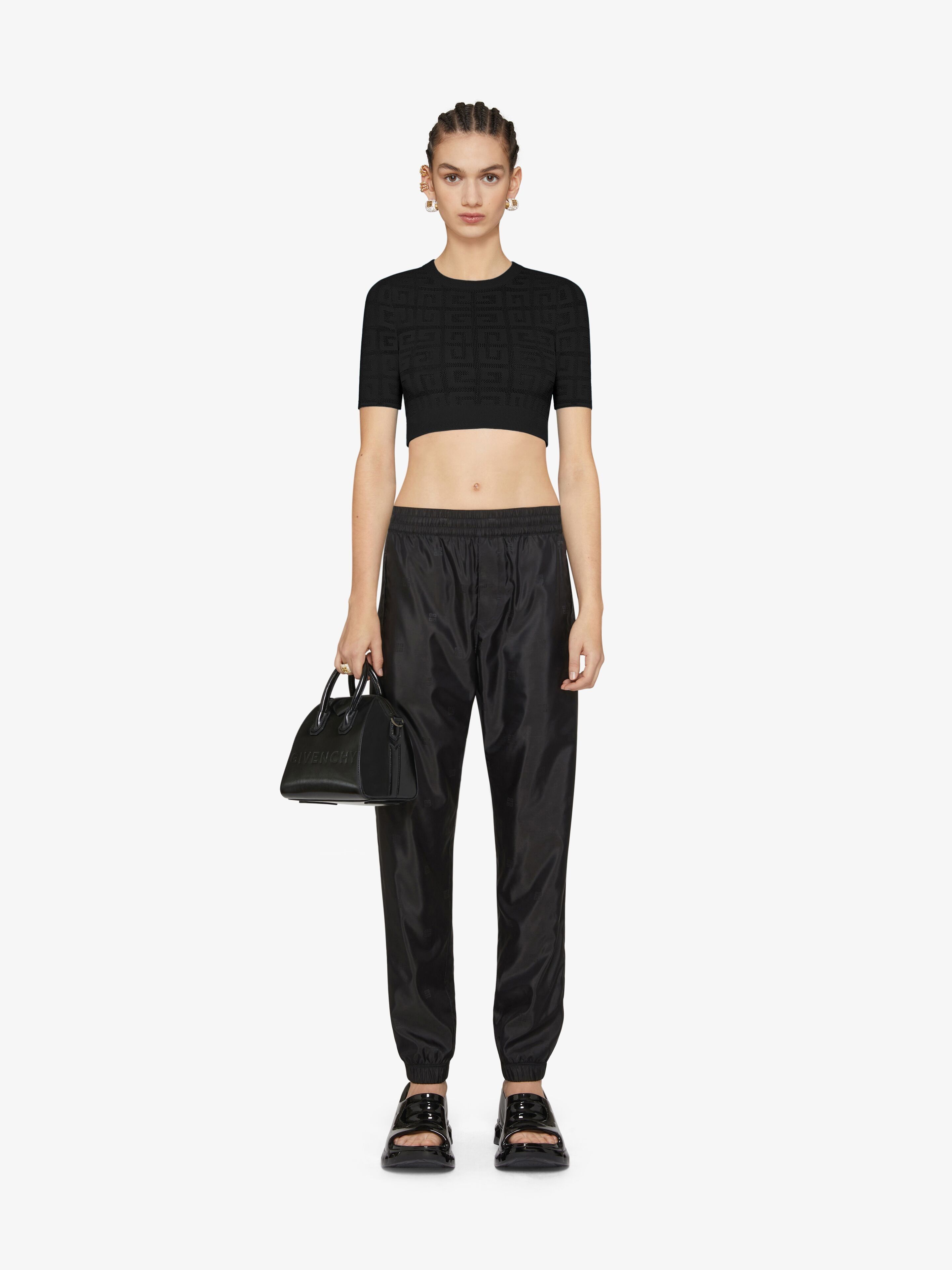 Givenchy o1srvl11e0725 Cropped Sweater In 4g Jacquard in Black Size XS / US 0-2 / IT 36-38 - 4 Thumbnail