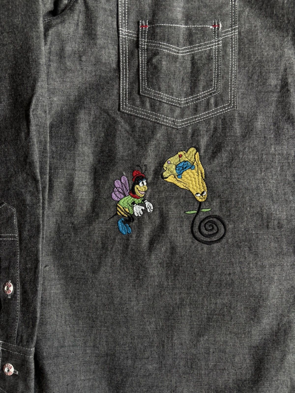 Brain Dead × Gotcha BRAIN DEAD GARDEN PARTY CHAMBRAY BUTTON UP DENIM SHIRT Size US L / EU 52-54 / 3 - 4 Thumbnail