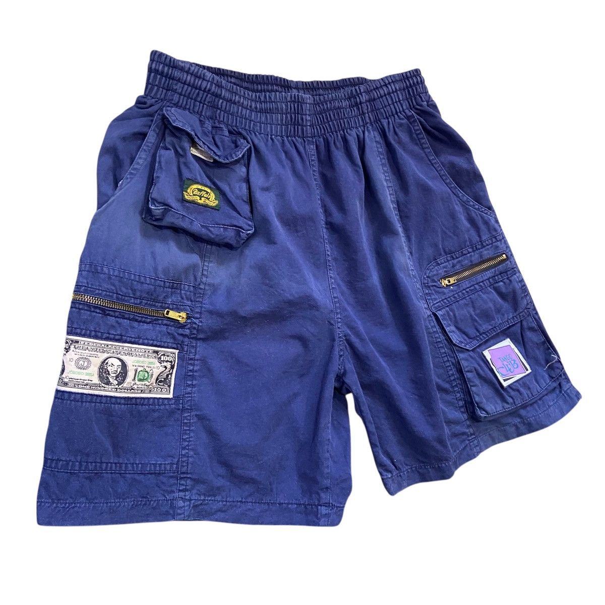 Vintage RARE Vintage 90s Blue Utility Cargo Shorts Drawstring Size US 28 / EU 44 - 2 Thumbnail
