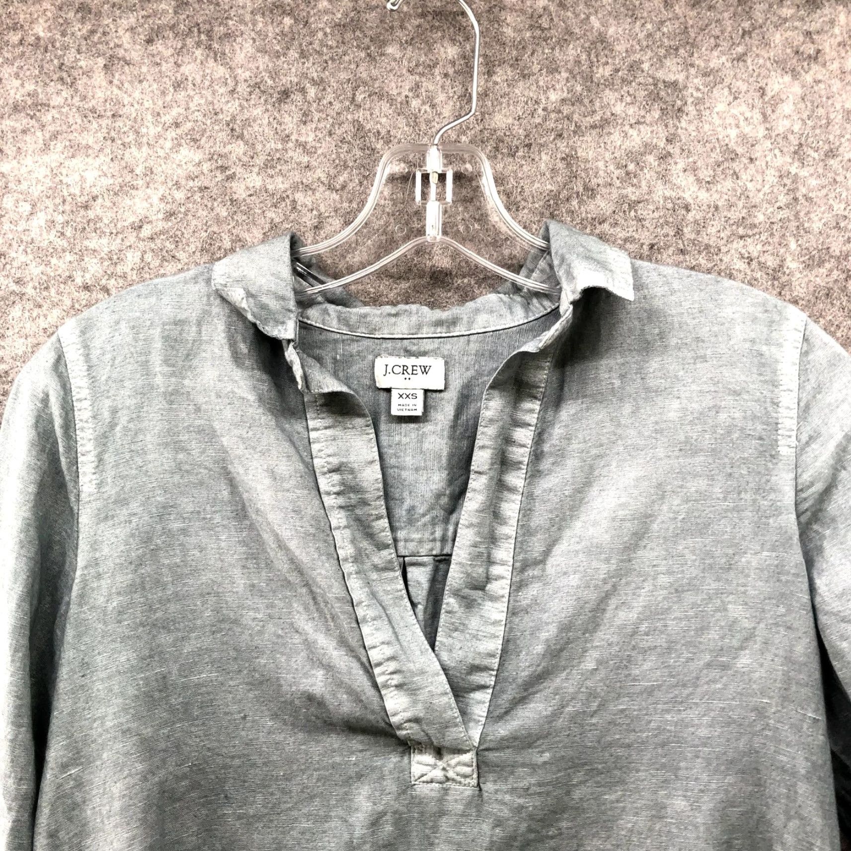 J.Crew VINTAGE J. Crew Popover Top Linen Cotton Blend Womens XXS Long Sleeve Blouse Shirt Casual Womens Gray J.CREW Bohemian Beach 2XS Size XXS / US 00 / IT 34 - 3 Thumbnail