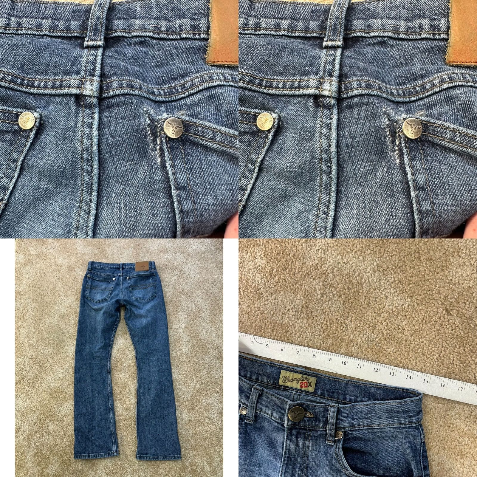 Wrangler VINTAGE Wrangler 20X Jeans Men 29x32 Cowboy Bootcut Denim Blue 5-Pocket W Logo Mens Size US 29 - 8 Thumbnail