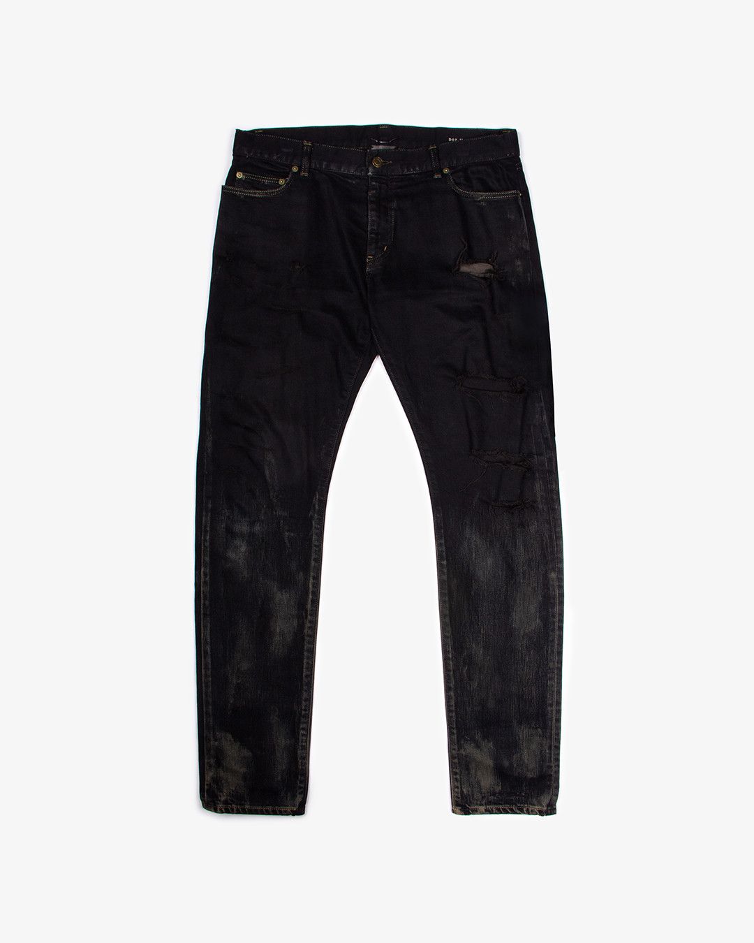 image of Saint Laurent Paris Saint Laurent 2016 D02 Distressed Oil Denim in Black, Men's (Size 34)