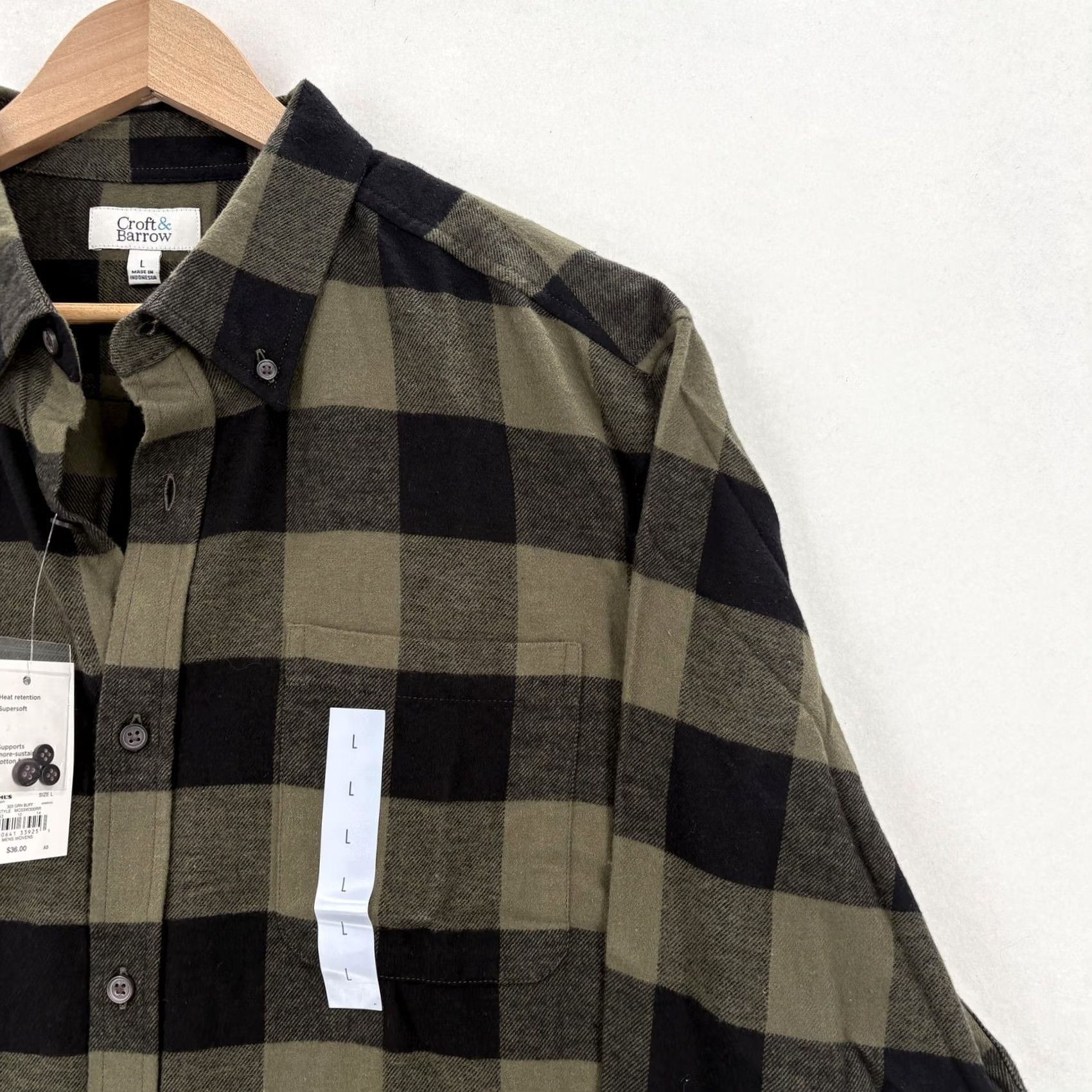 Croft & Barrow Croft & Barrow Shirt Mens L Green Buffalo Plaid Flannel Long Sleeve Casual Button-Up Size US L / EU 52-54 / 3 - 2 Thumbnail