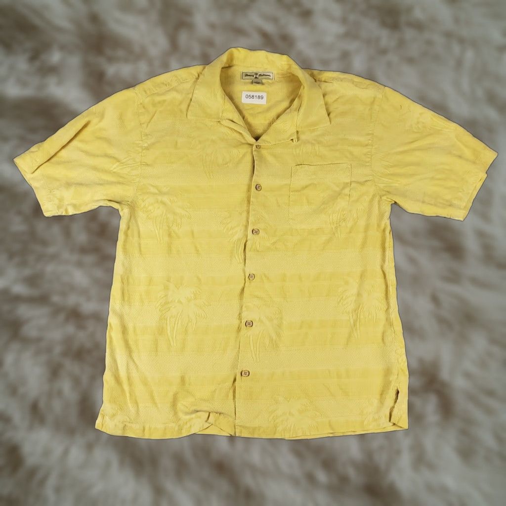 Tommy Bahama Tommy Bahama Button-Up Shirt Mens Large Yellow Tropical Hawaiian Short Sleeve Silk Size US L / EU 52-54 / 3 - 1 Thumbnail