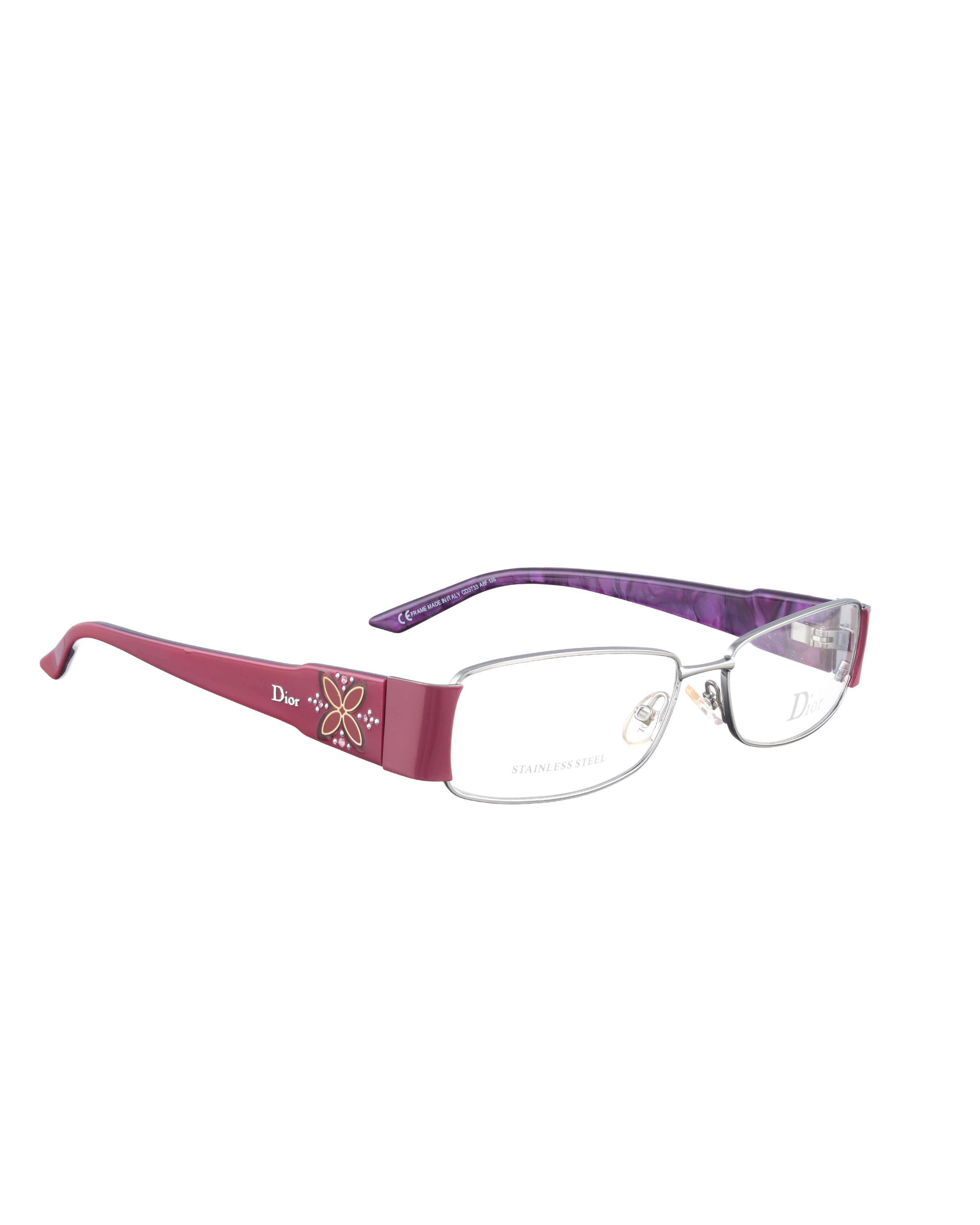 Dior Dior '90s Violet & Silver Glasses with Flowers and Gems Size ONE SIZE - 2 Thumbnail