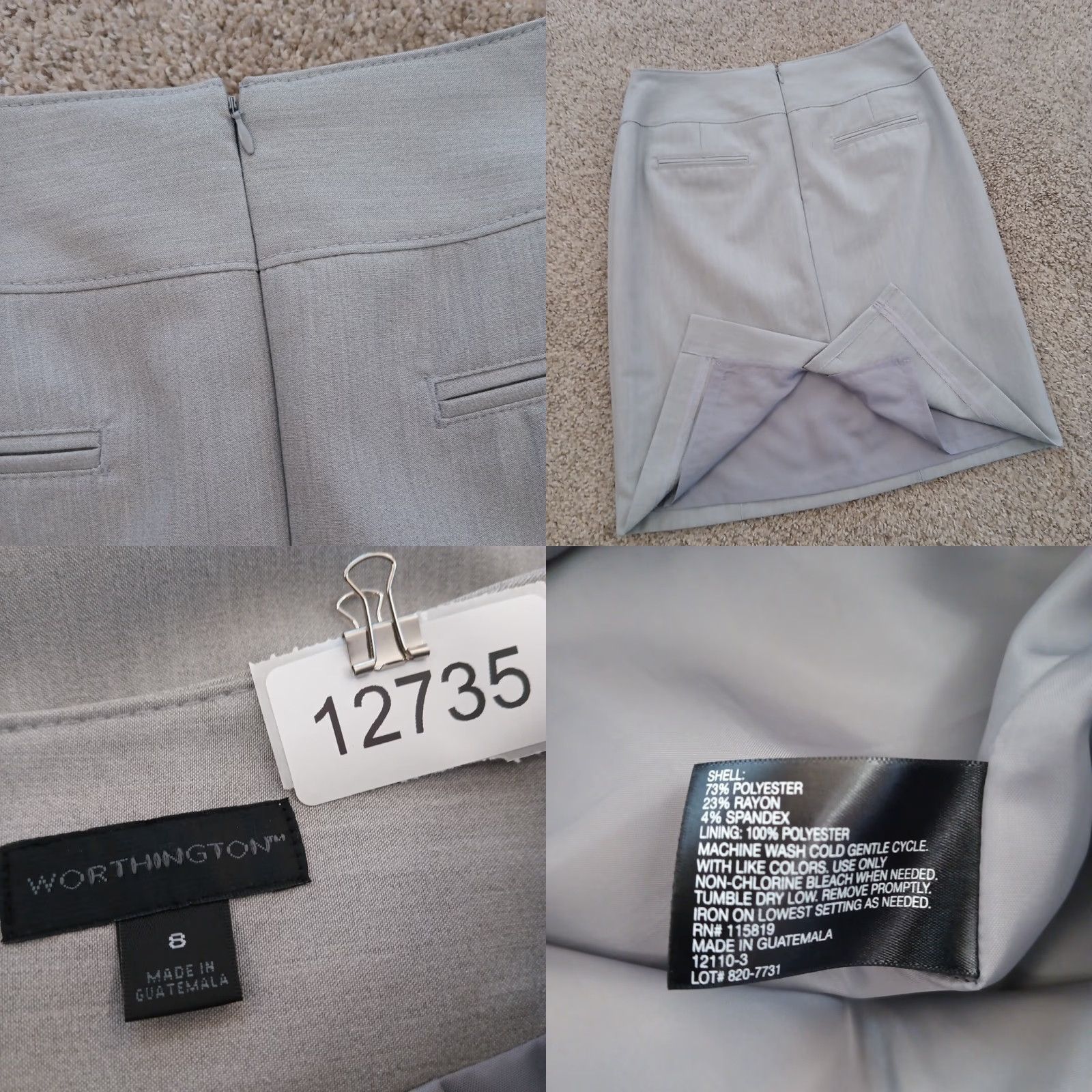 Worthington Worthington Skirt Women Knee Length Gray Lined Slit Size 8 Pencil Straight Fashionable" Size 30" / US 8 / IT 44 - 8 Thumbnail
