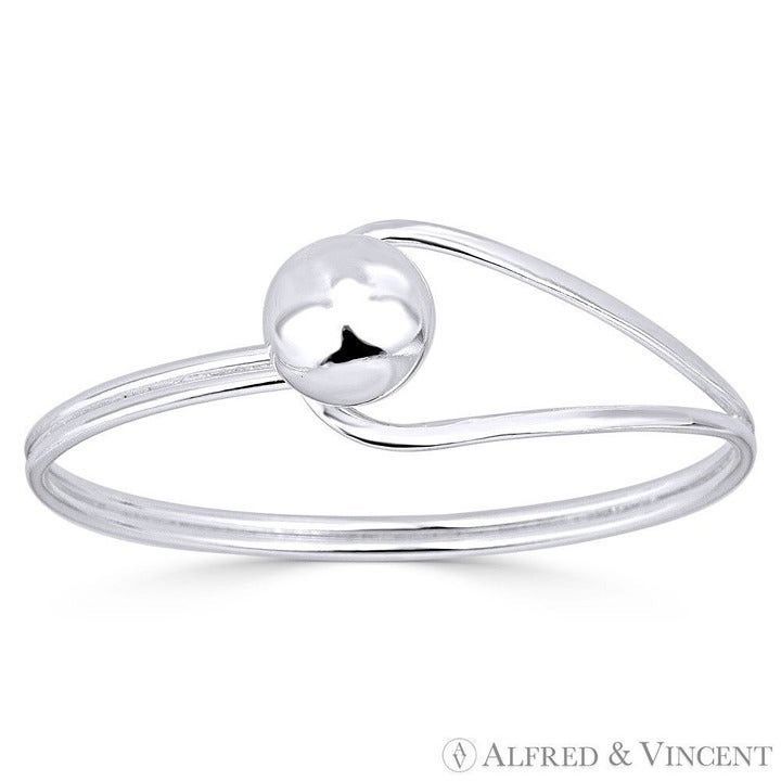 Other 14mm Polished Ball Bead & Loop Bangle Cuff Bracelet Size ONE SIZE - 1 Preview