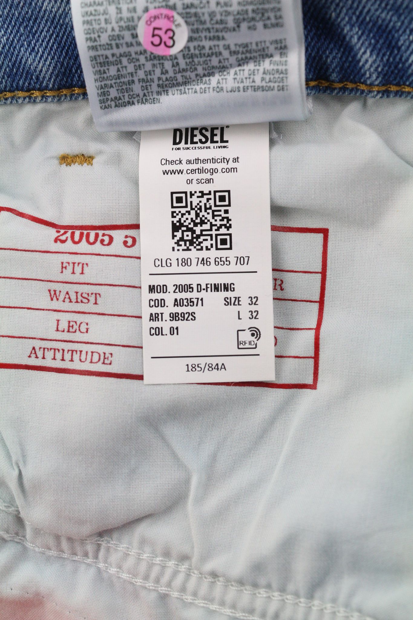 Diesel 2005 D-FINING 9B92S W32/L32 Tapered Denim 40398 Size US 32 / EU 48 - 12 Thumbnail